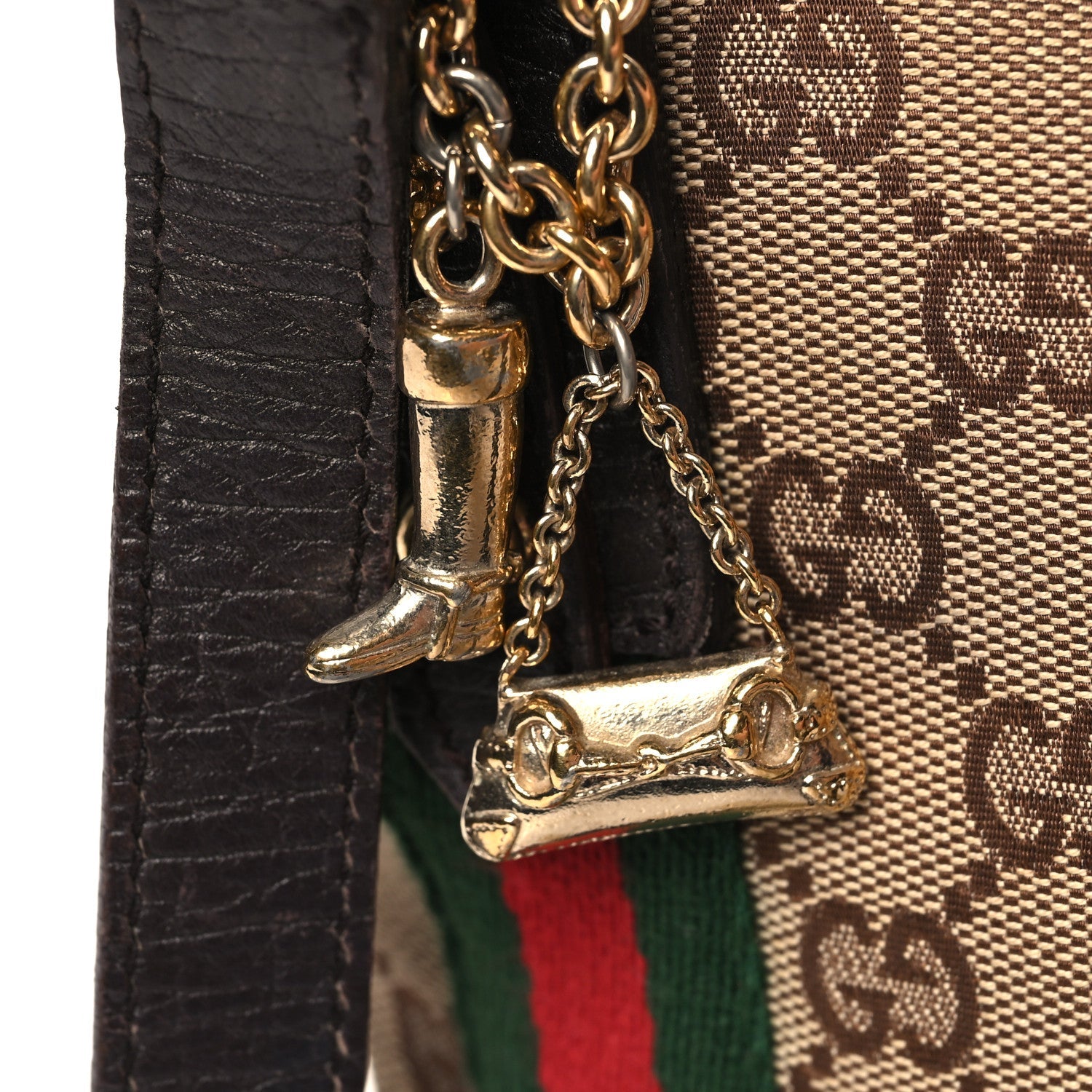 Gucci Monogram Web Jolicoeur Charms Messenger Dark Brown