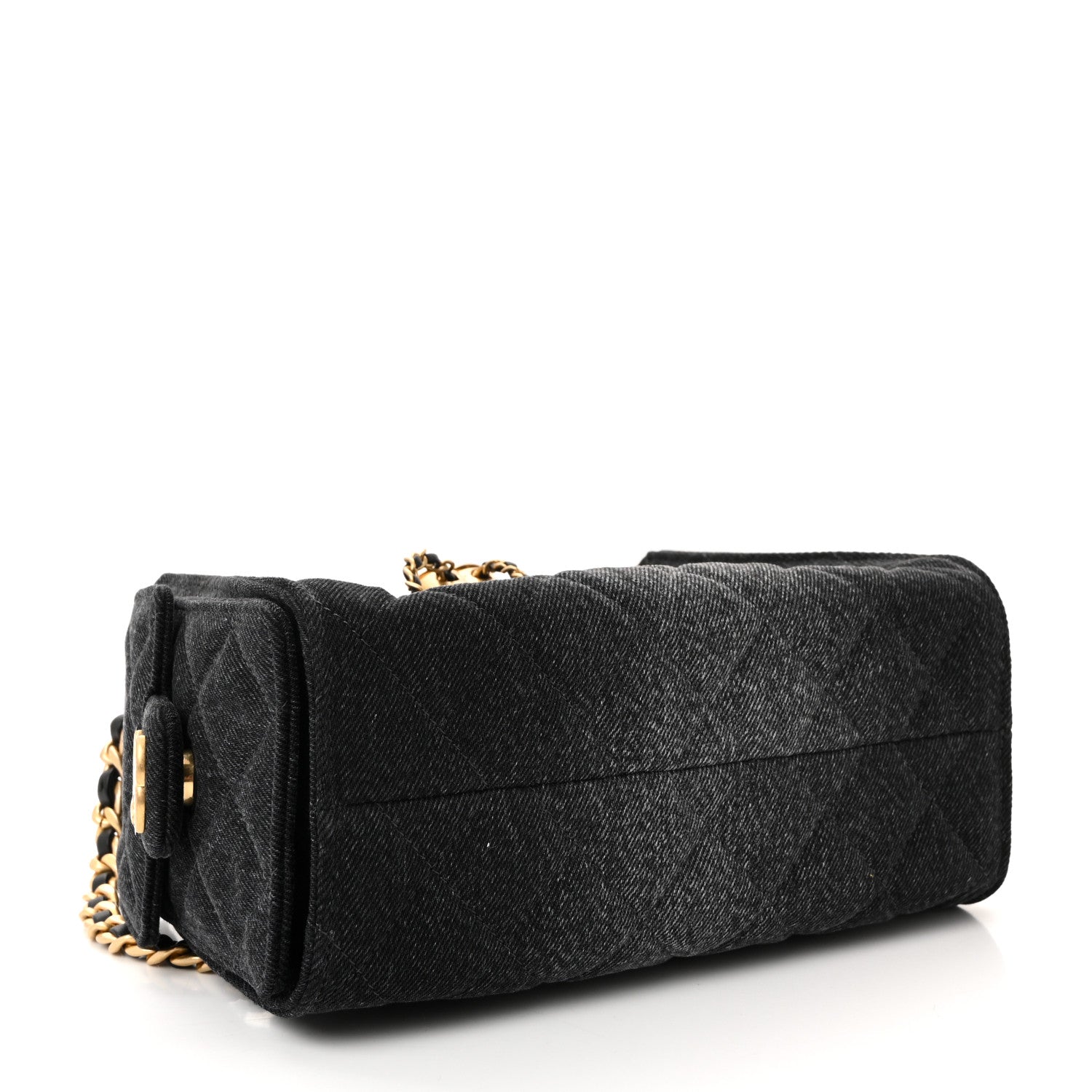 Chanel Washed Denim Quilted Mini Chanel 25 Handbag Black