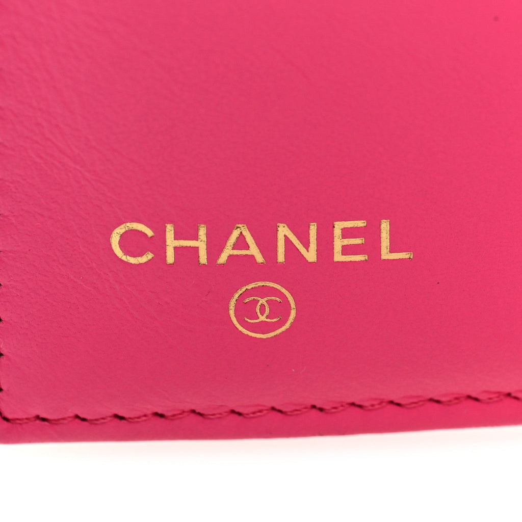 Caviar Quilted Medium Flap Wallet Dark Pink