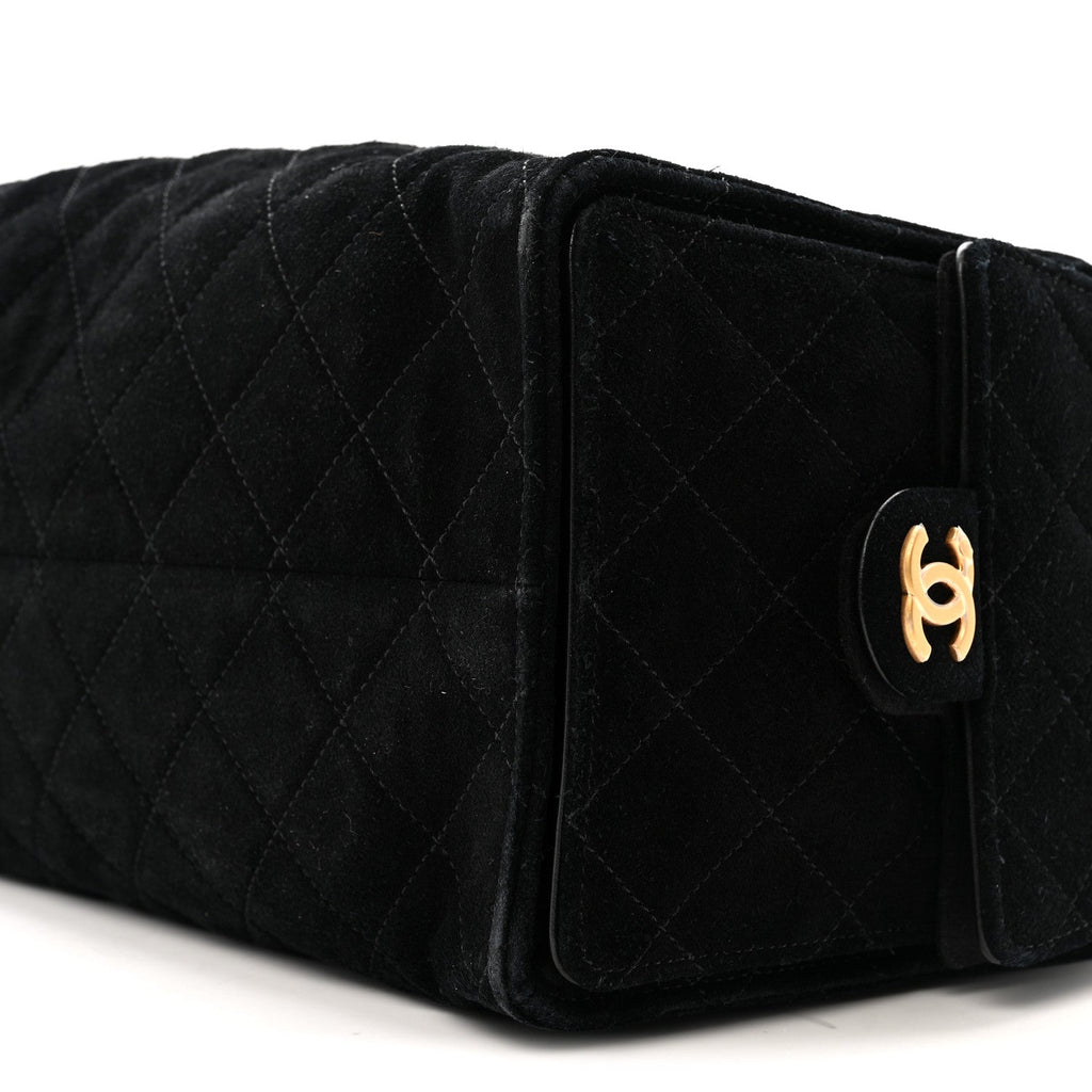 Chanel Suede Quilted Medium Chanel 25 Handbag Black