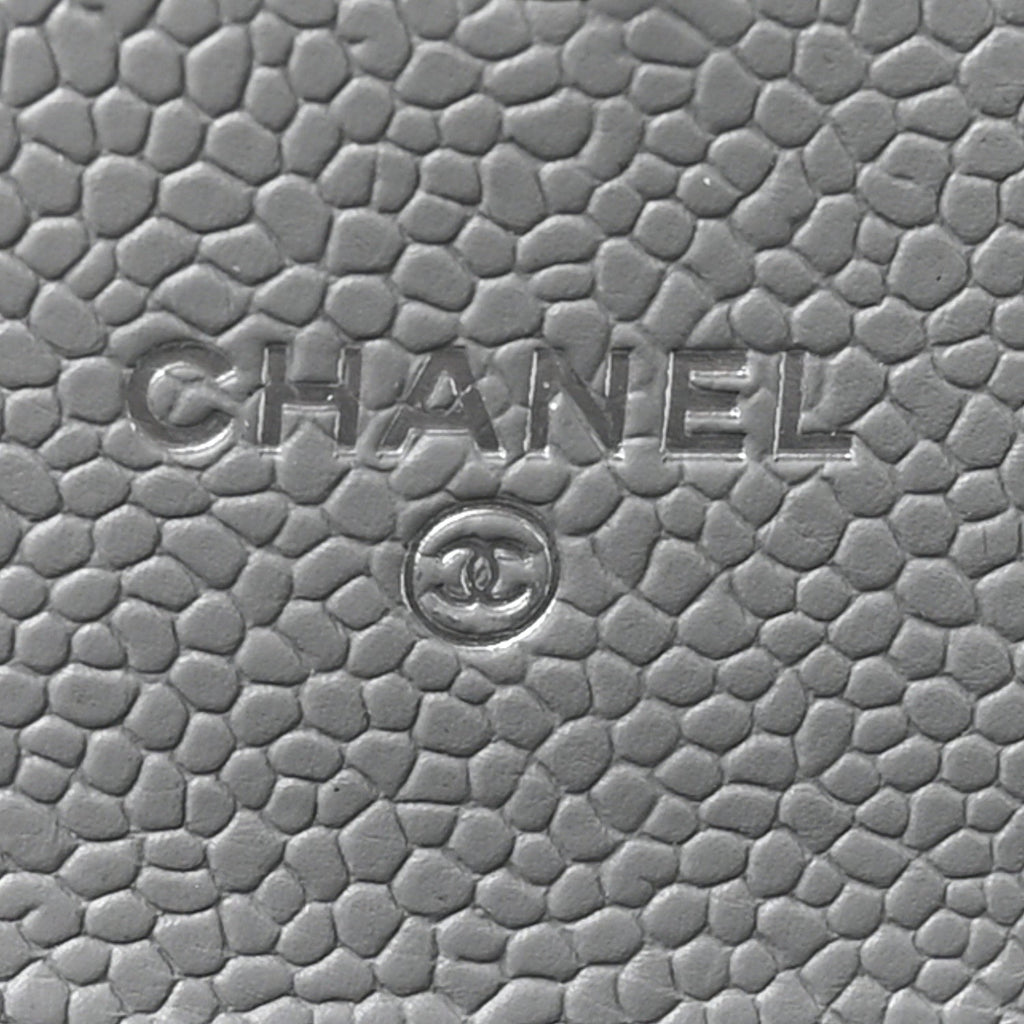 Caviar Chevron Quilted Boy Card Holder Wallet Grey