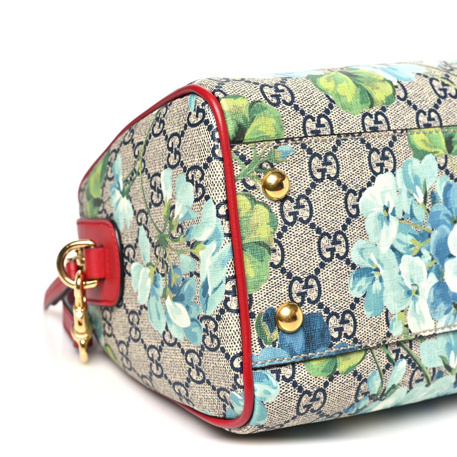 Gucci GG Supreme Monogram Blooms Small Boston Beige Blue Navy Hibiscus Red