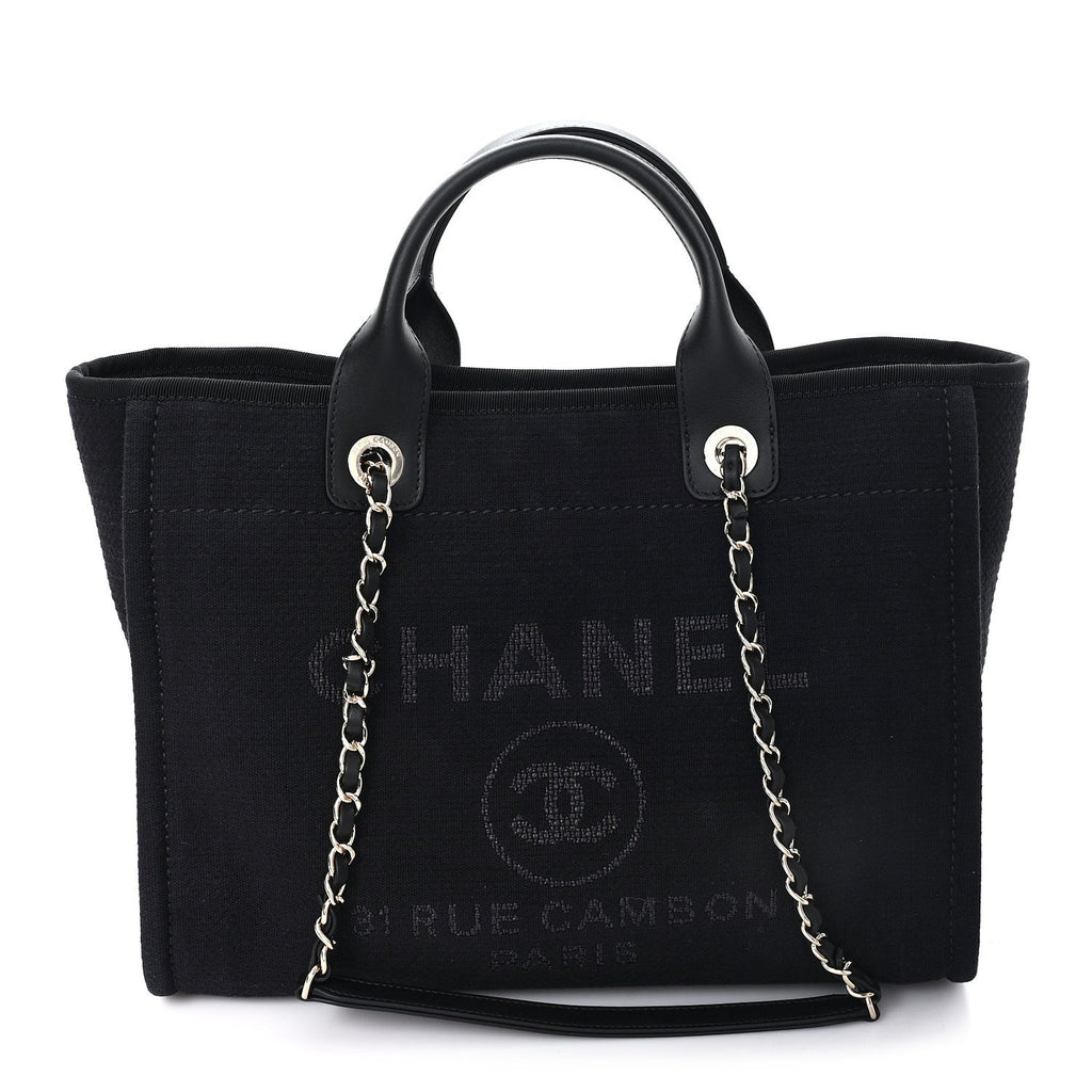 Chanel Mixed Fibers Small Deauville Tote Black