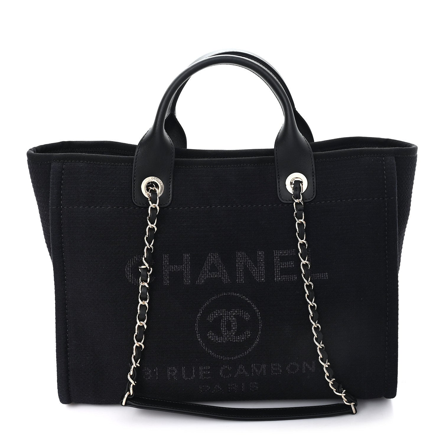 Chanel Mixed Fibers Small Deauville Tote Black