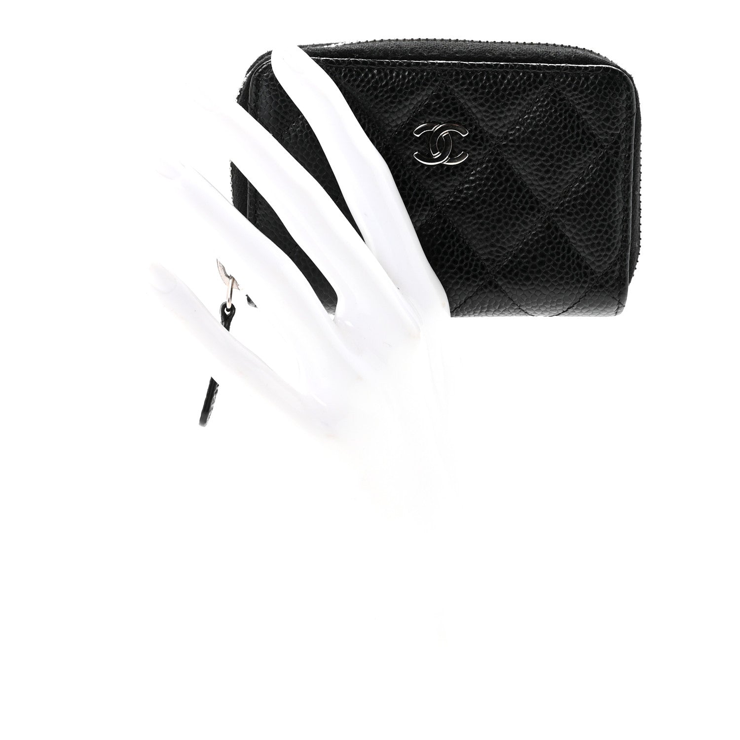 Caviar Quilted Zip Coin Purse Black