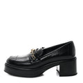 Chanel Shiny Calfskin Logo Loafers 36.5 Black