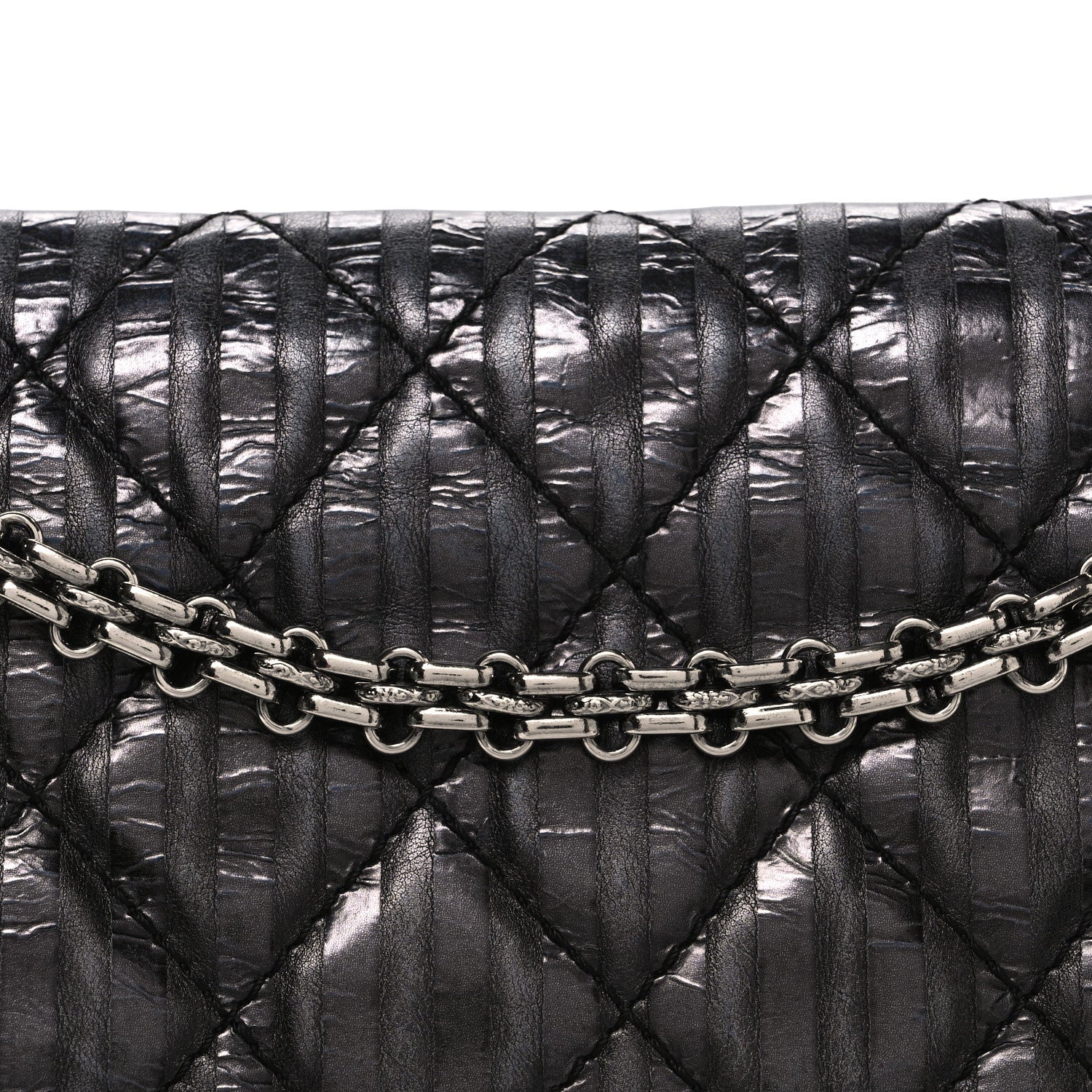 Chanel Metallic Calfskin Striped 2.55 Reissue 227 Flap Black