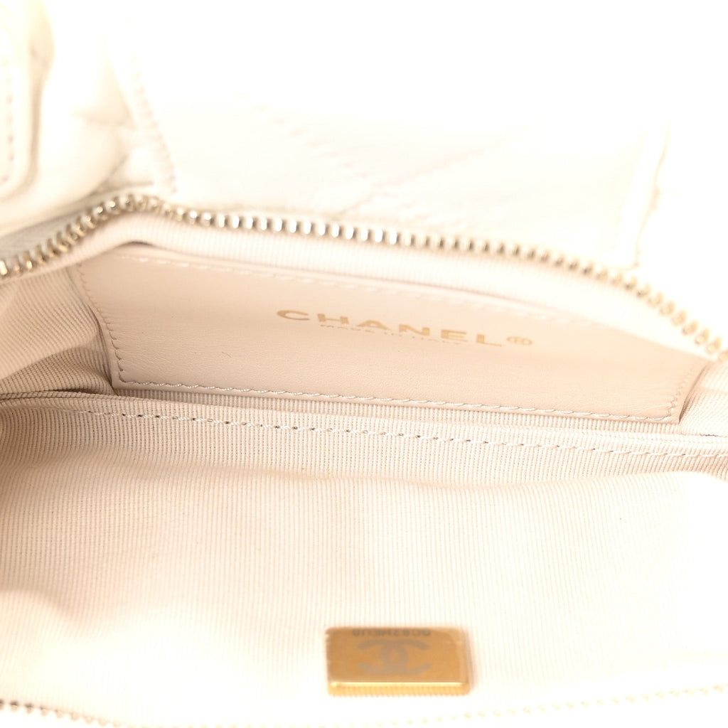 Chanel Lambskin Quilted Mini Bow Bag White