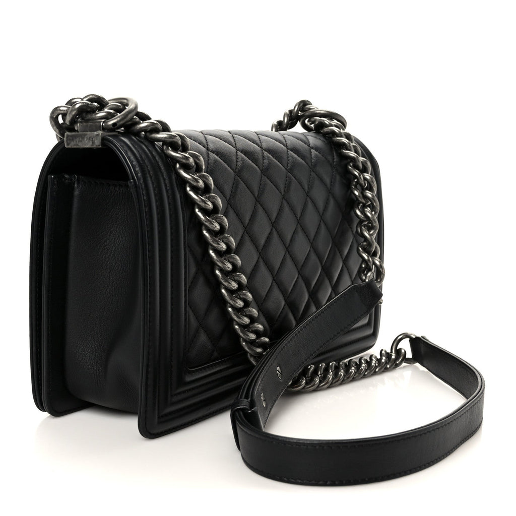 Chanel Lambskin Quilted Medium Boy Flap Black
