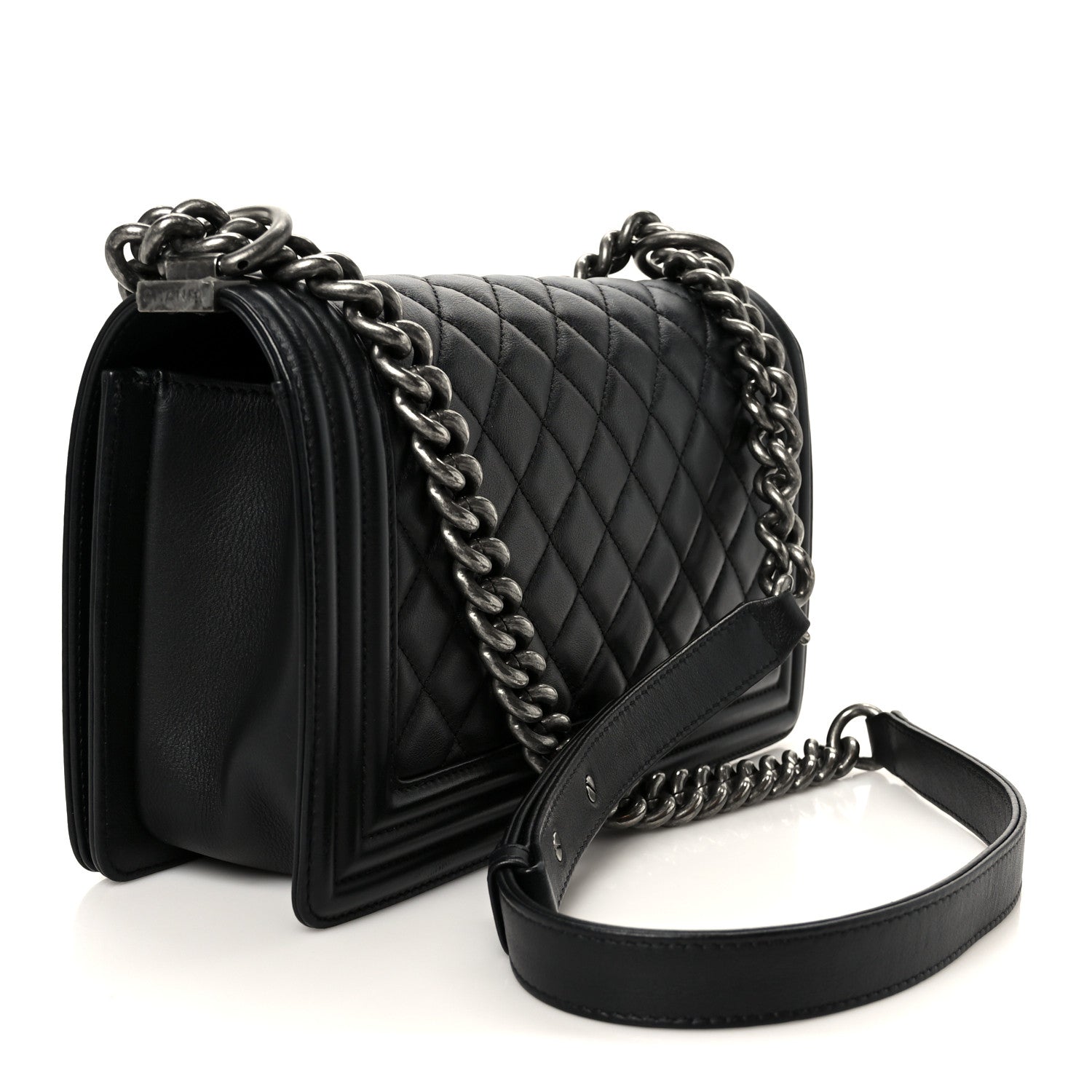 Chanel Lambskin Quilted Medium Boy Flap Black