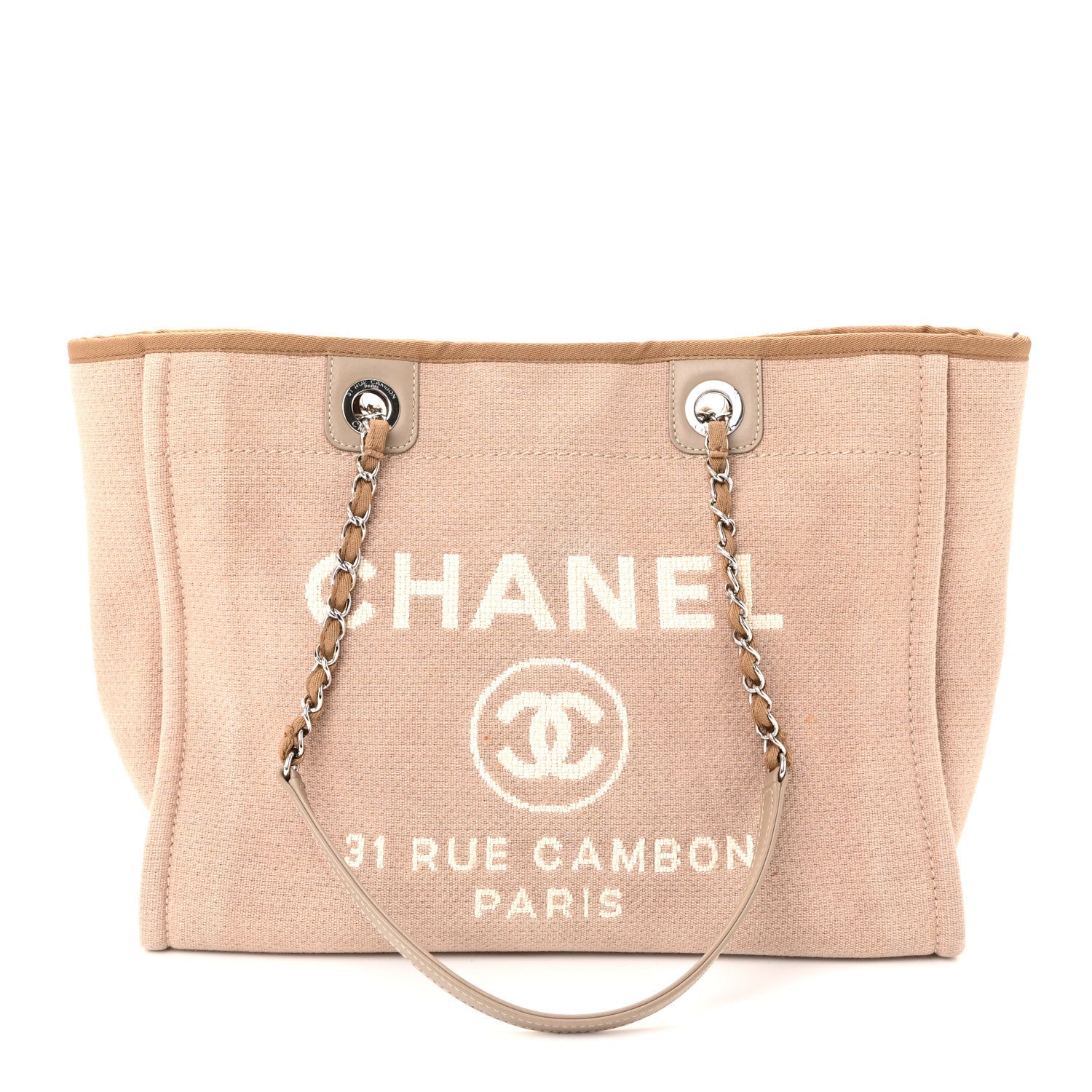 Chanel Mixed Fibers Small Deauville Tote Beige