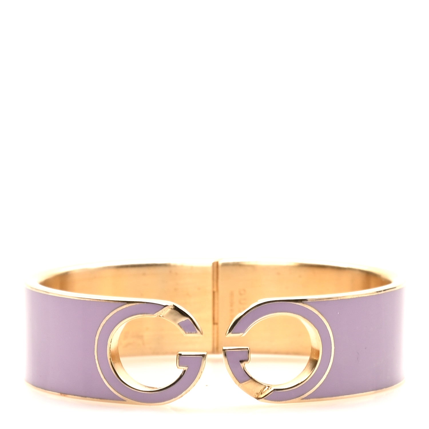 Gucci Enamel Interlocking G Cuff Bracelet Lilac
