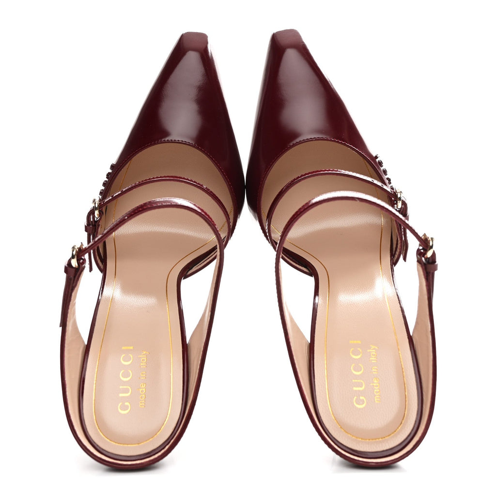 Gucci Regent Calfskin Wedge Mules 39 Rosso Ancora