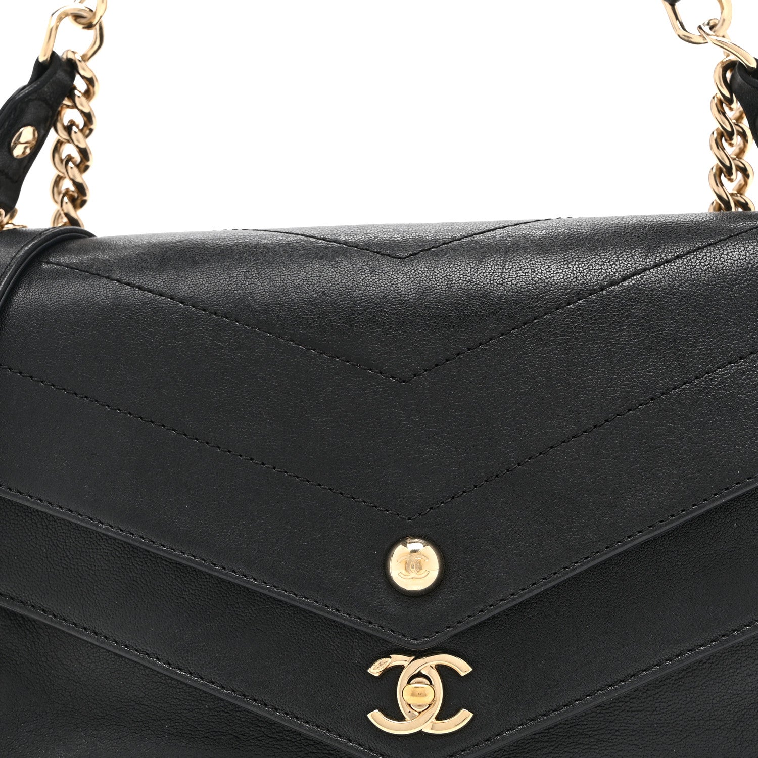 Chanel Sheepskin Chevron Quilted Mini Double Chevron Flap Black