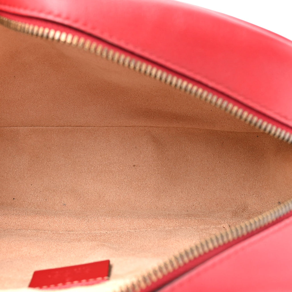 Gucci Calfskin Matelasse Small GG Marmont Chain Shoulder Bag Hibiscus Red