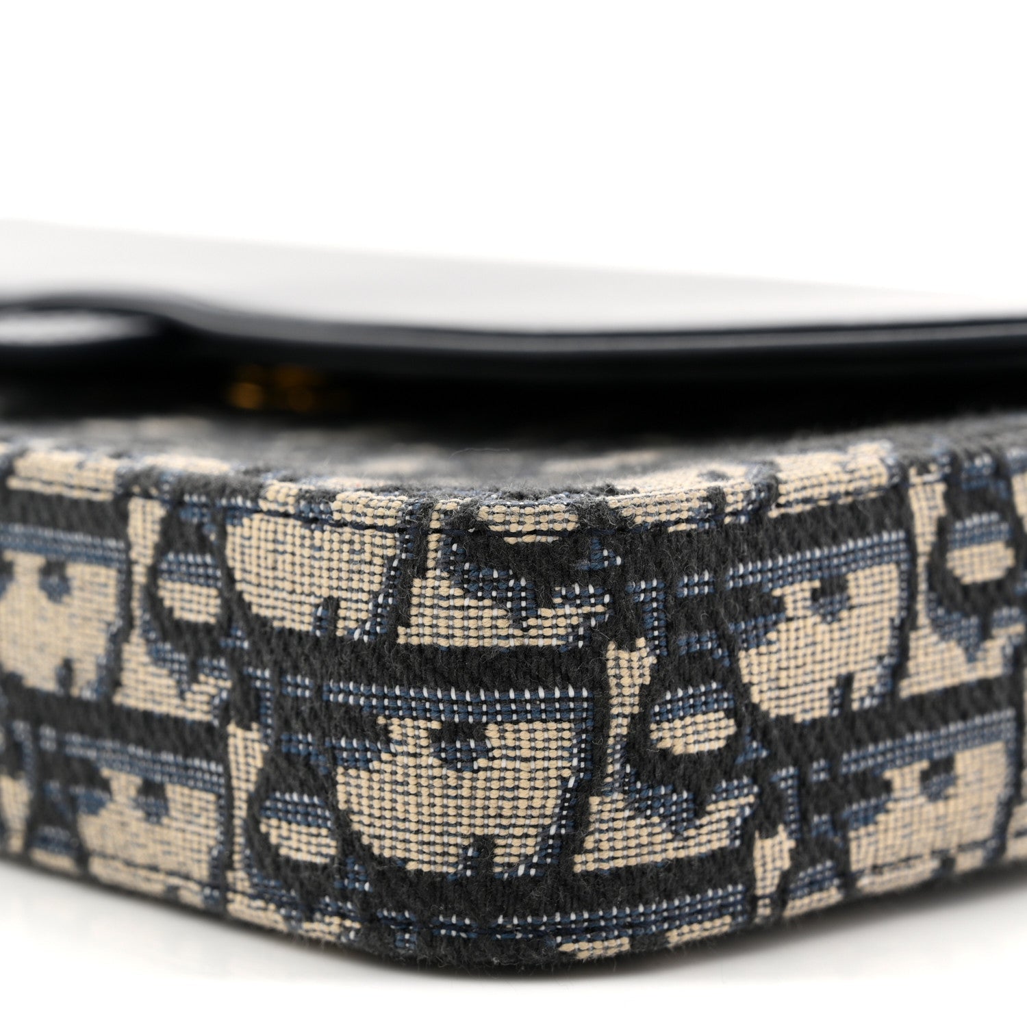 Christian Dior Oblique Smooth Calfskin Medium Saddle Pouch With Chain Blue