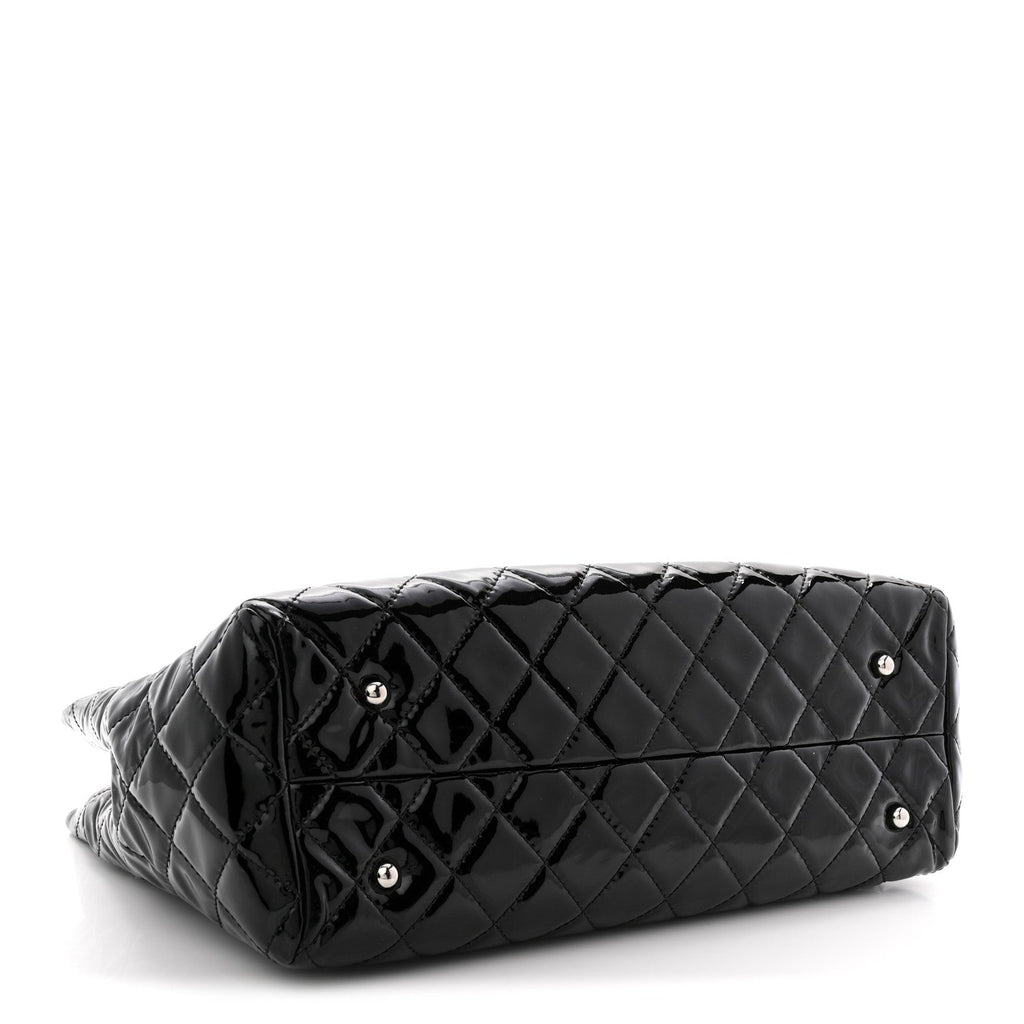 Chanel Patent Quilted Large Coco Shine Shopping Tote Black