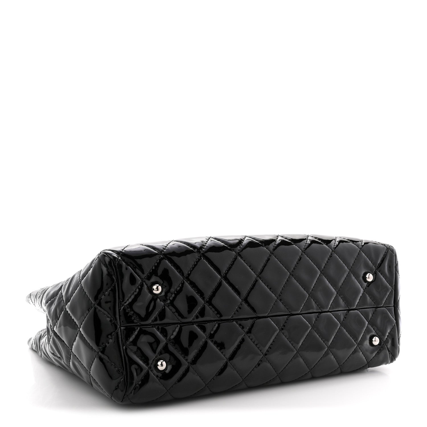 Chanel Patent Quilted Large Coco Shine Shopping Tote Black