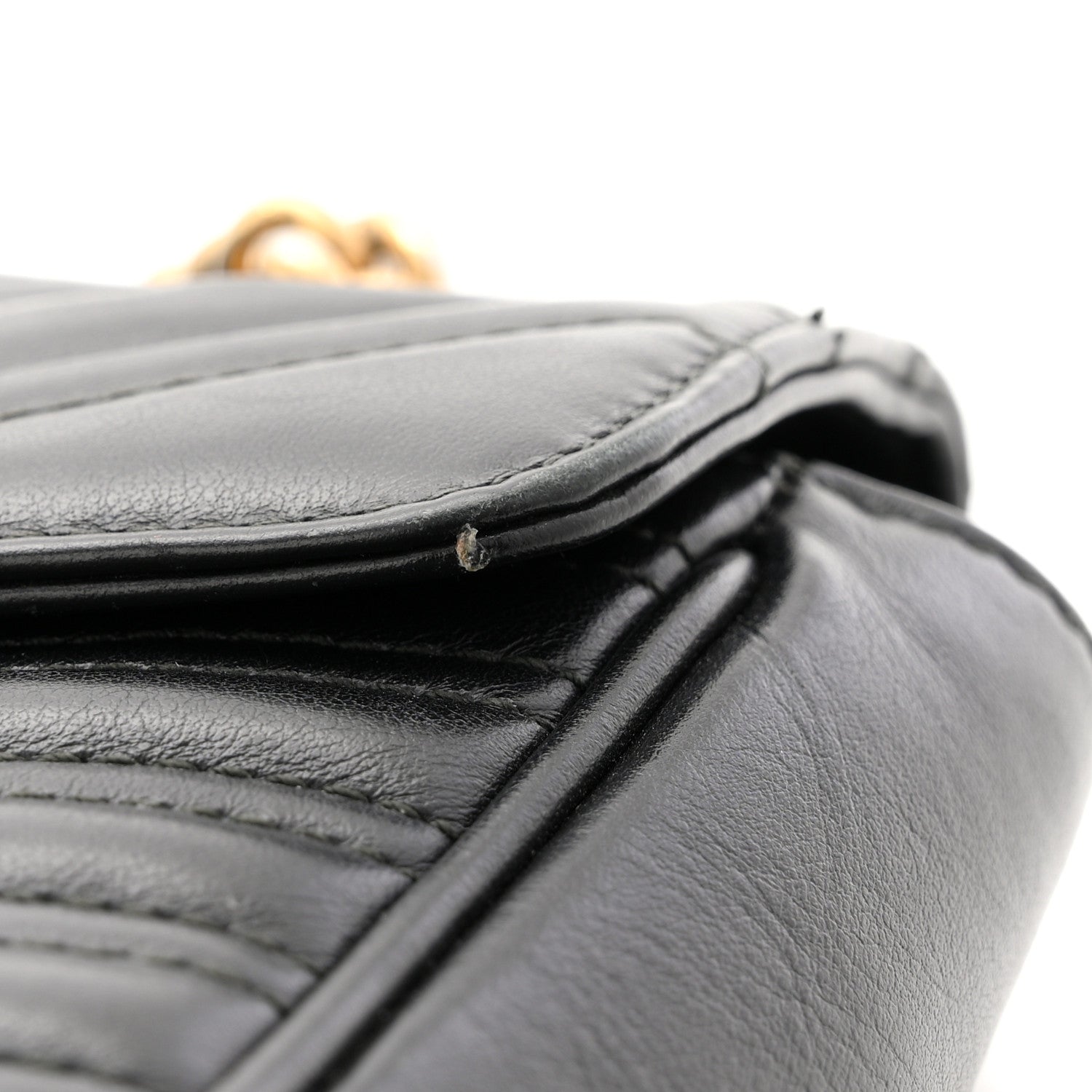 Gucci Calfskin Matelasse Small GG Marmont Shoulder Bag Black