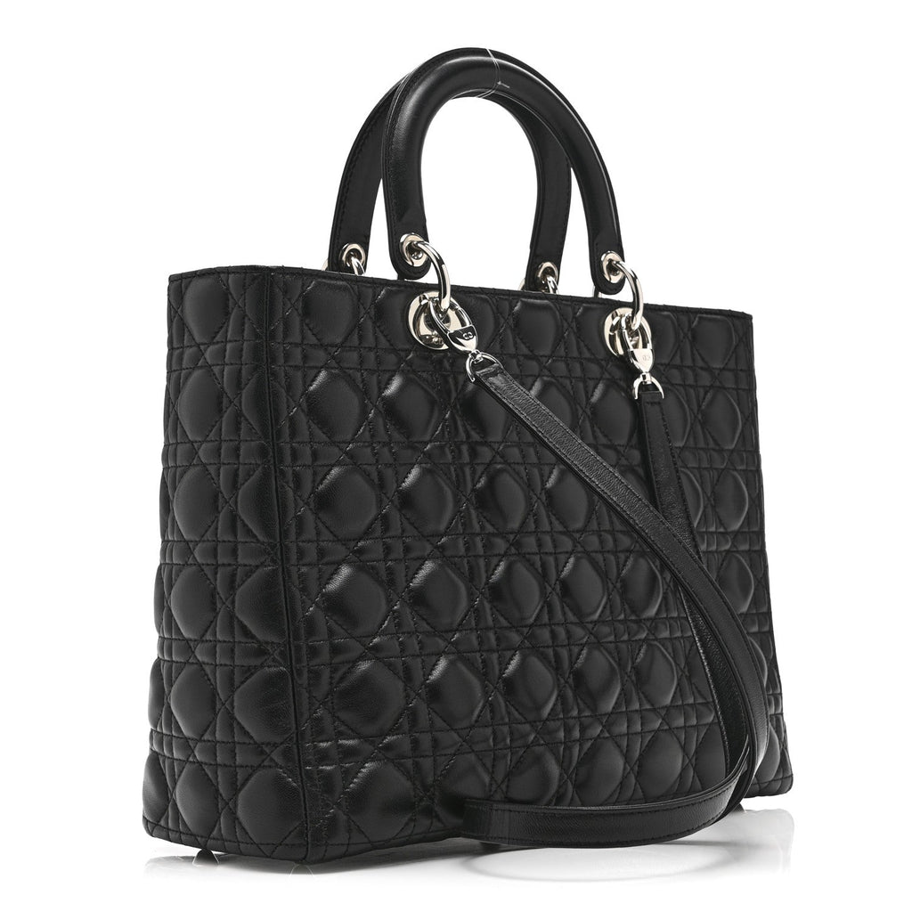 Christian Dior Lambskin Cannage Large Lady Dior Black