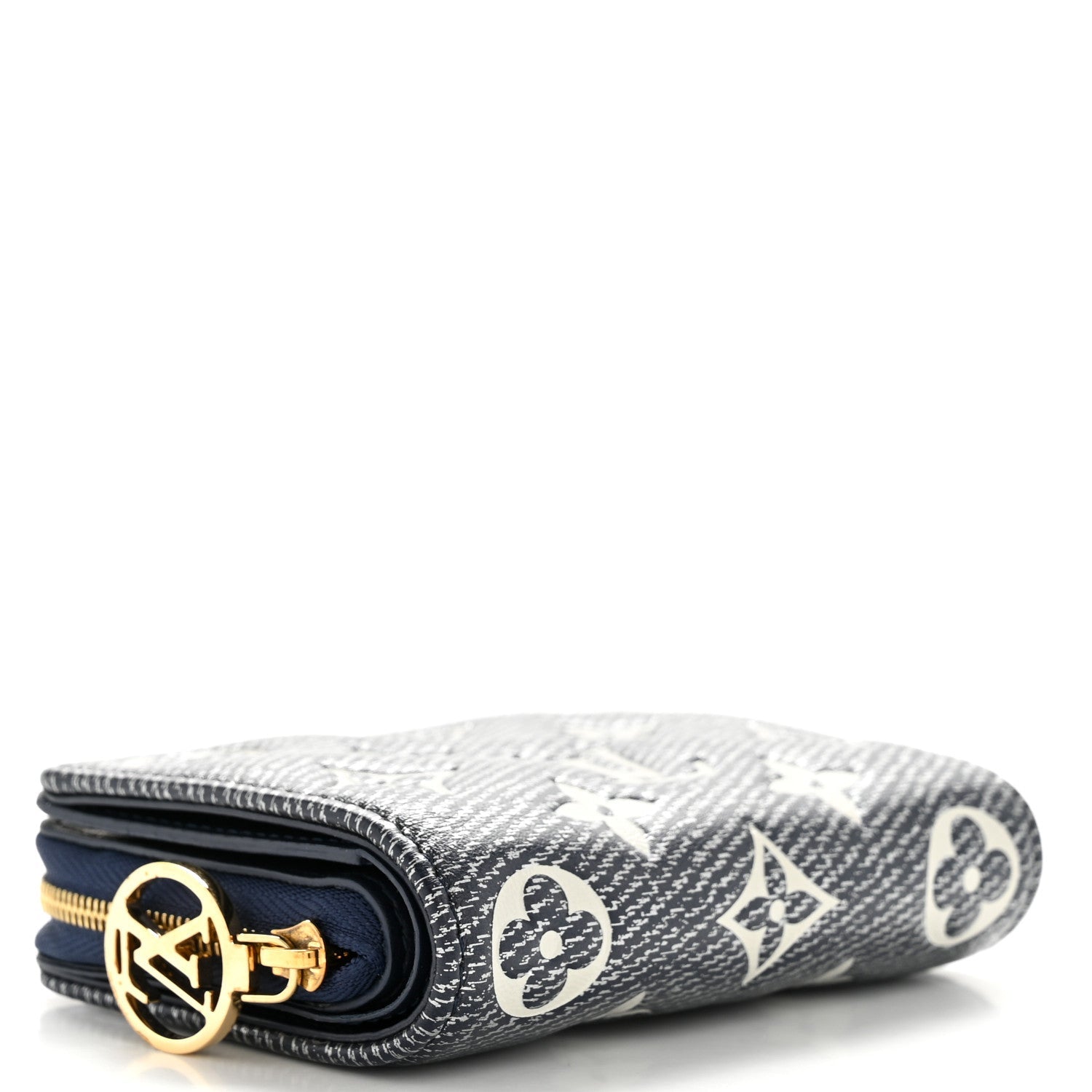 Louis Vuitton Denim Effect Lambskin Embossed Monogram Lou Coussin Wallet Navy