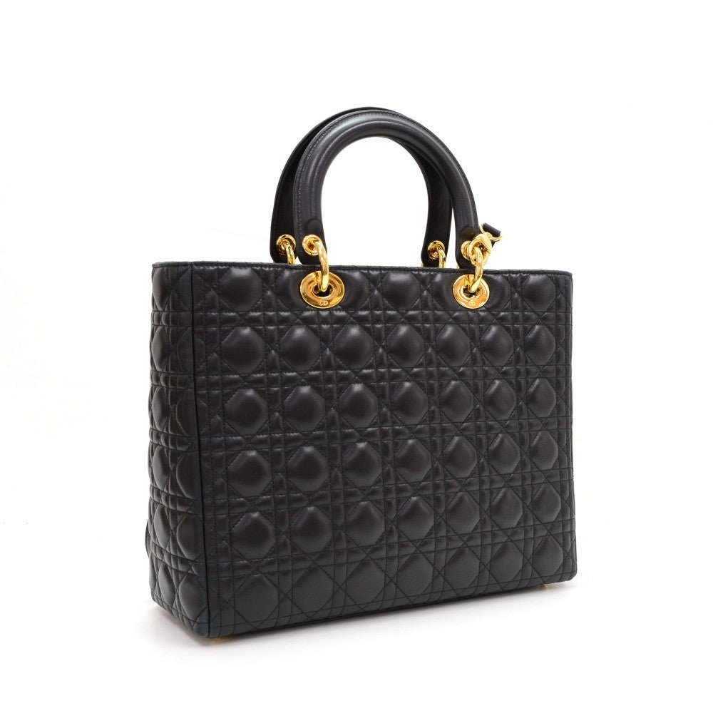 Lady Dior Cannage Quilt Leather Large Bag