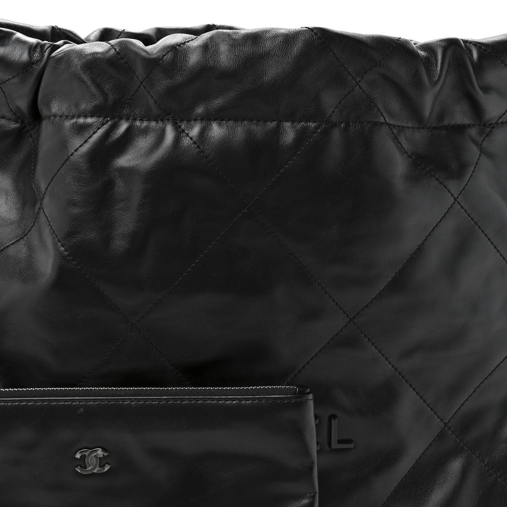 Chanel Shiny Calfskin Quilted Small Chanel 22 So Black