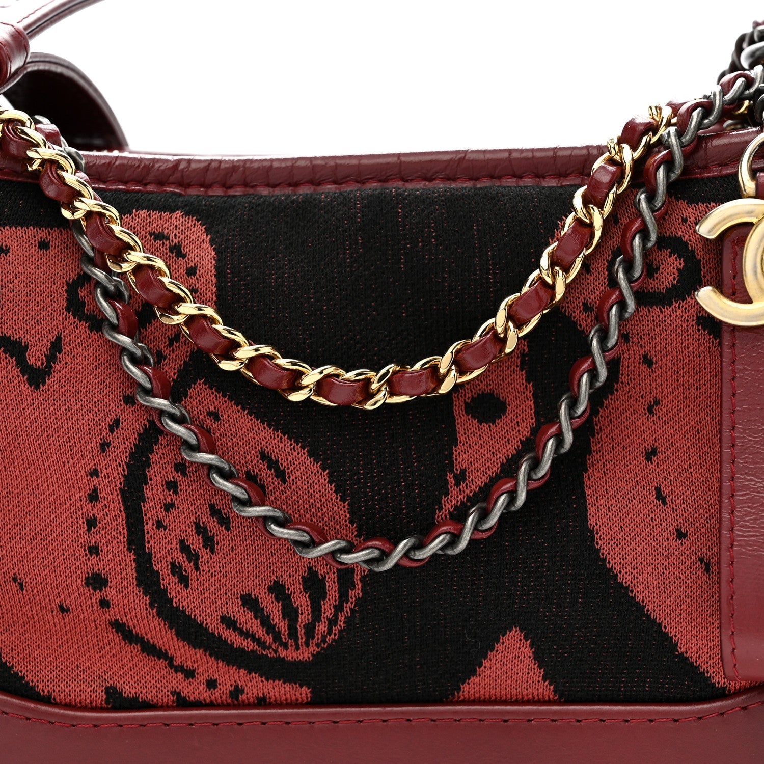 Chanel Knit Calfskin Small Gabrielle Hobo Red