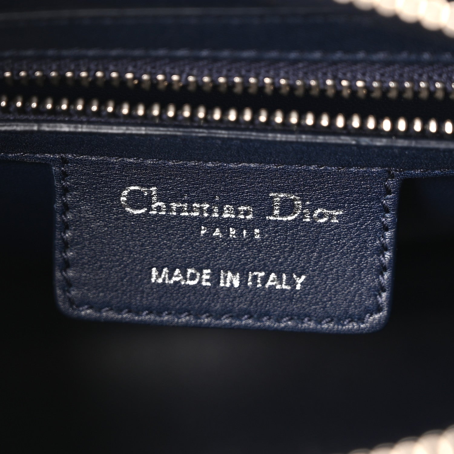 Christian Dior Calfskin Floral Print Medium Lady Dior Navy Blue Multicolor