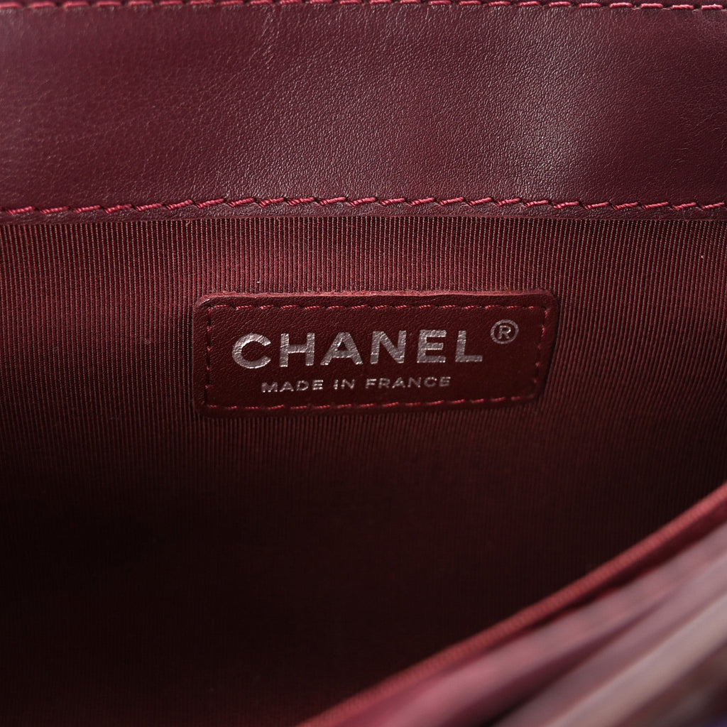 Chanel Patent New Medium Boy Reverso Flap Burgundy