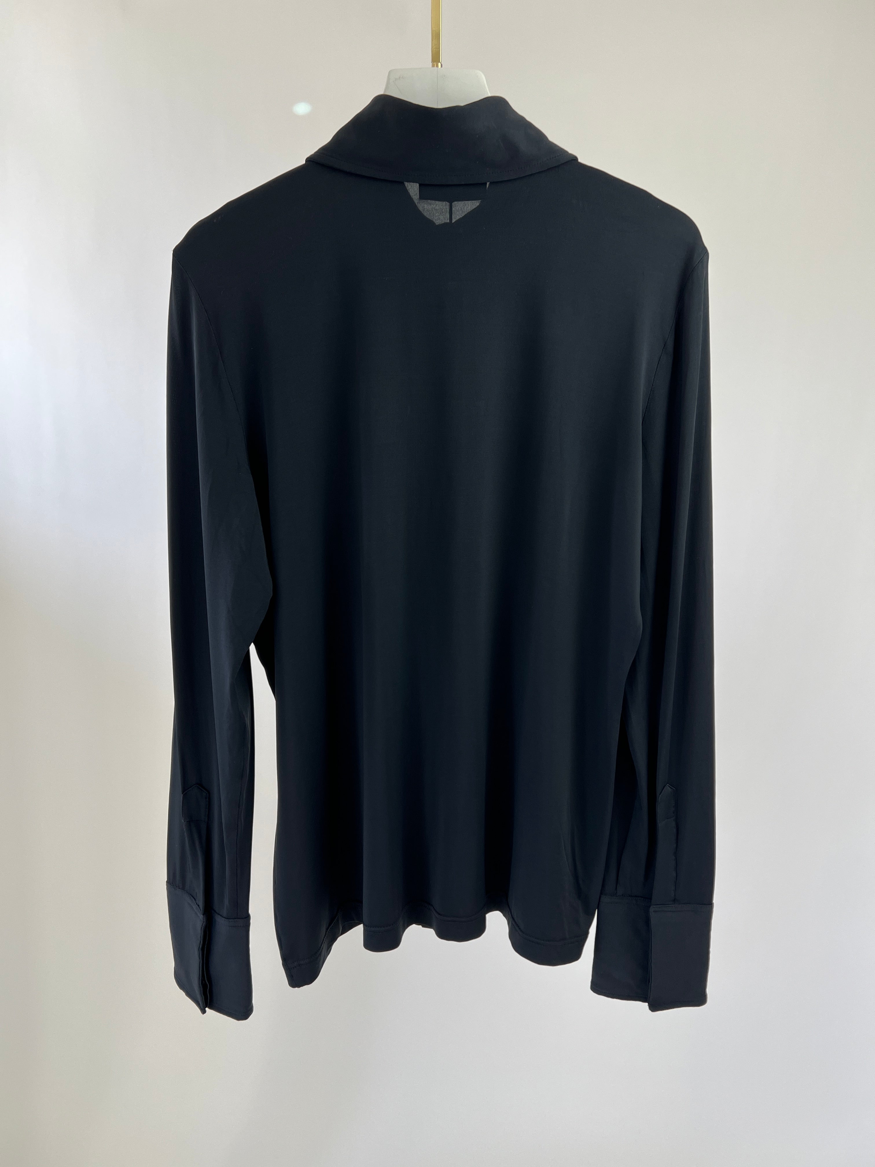 Gucci Navy Long Sleeve Stretch Shirt with Pearl Button Details IT 42 (UK 10)