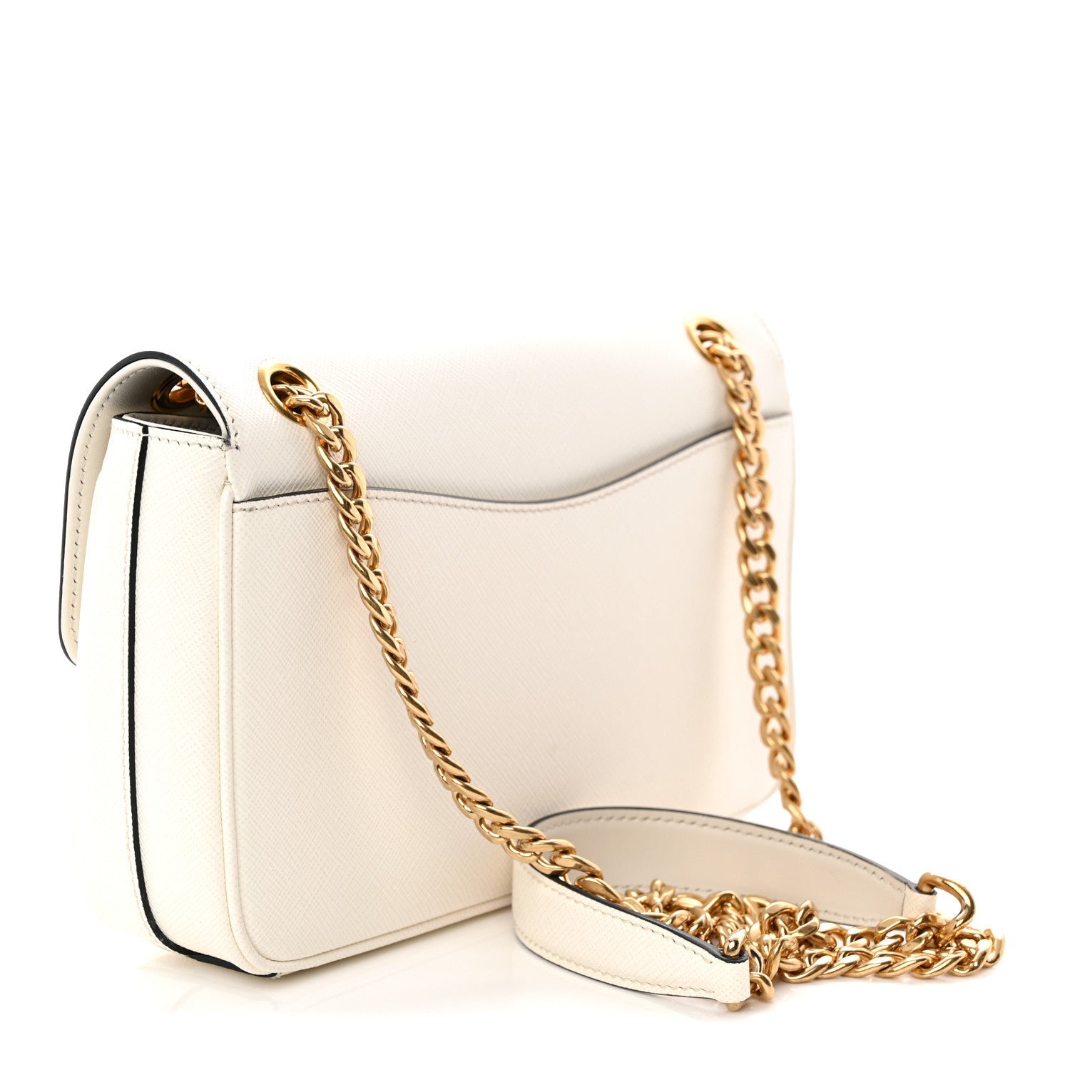 Prada Saffiano Flap Shoulder Bag Talco