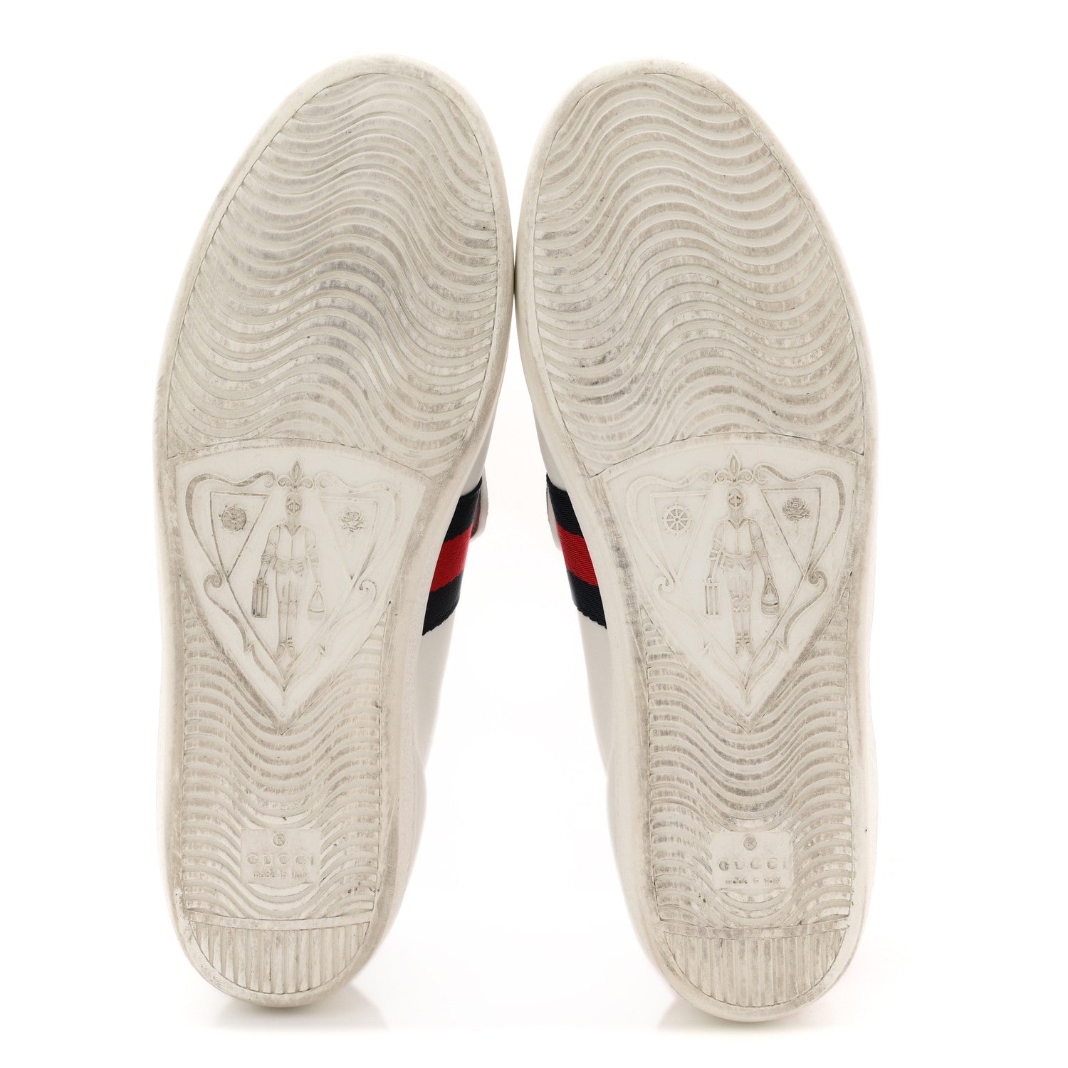 Gucci Calfskin Ayers Web Blind for Love Embroidered Womens Ace Sneakers 40.5 White