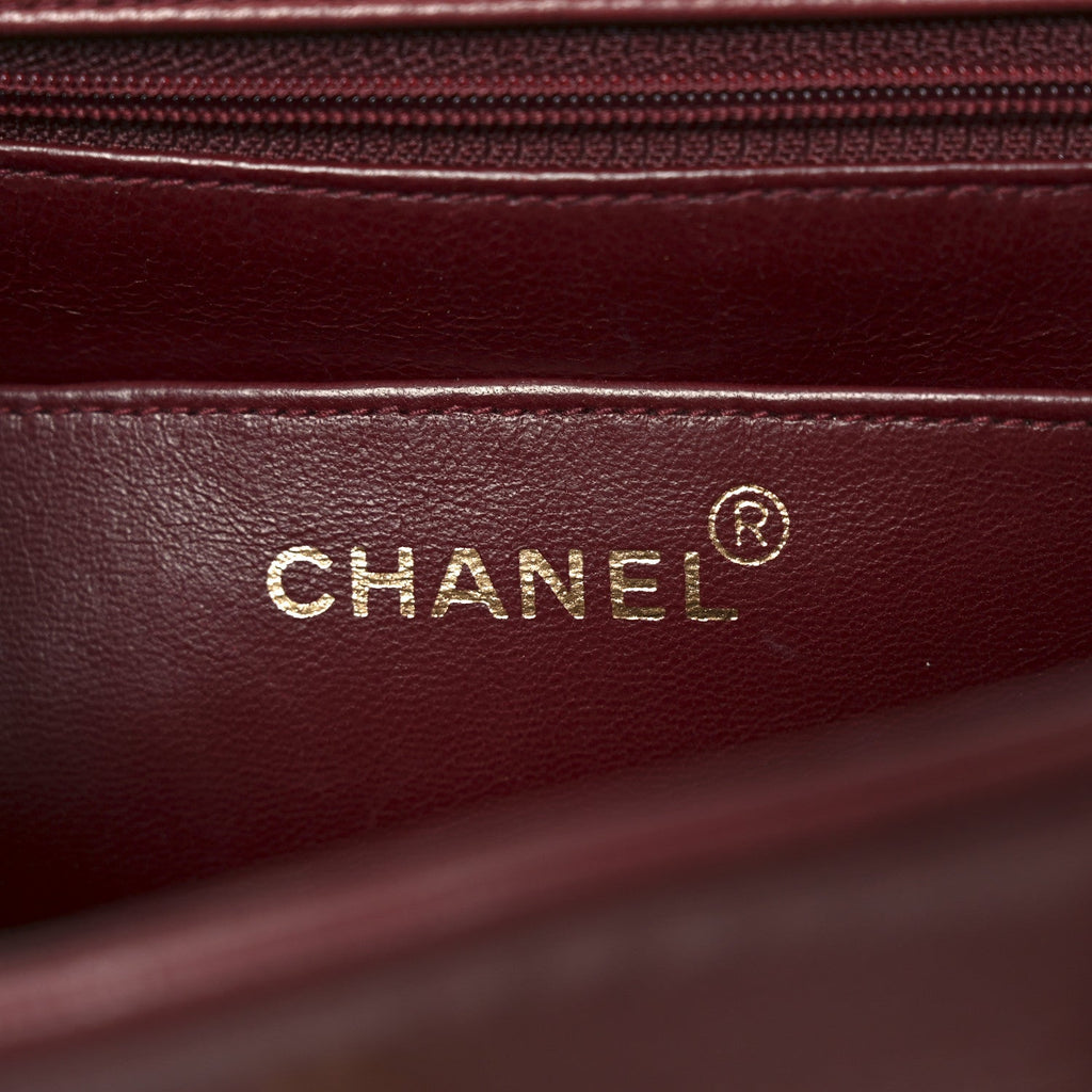 Chanel Lambskin Vertical Quilted CC Flap Shoulder Bag Burgundy