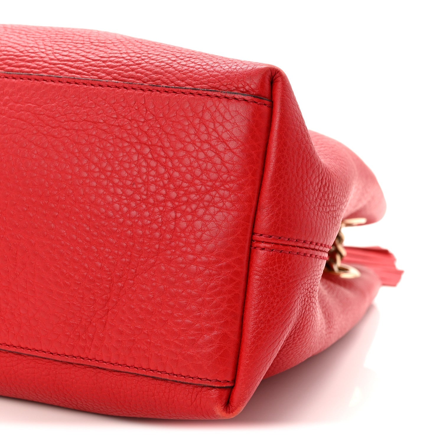 Gucci Pebbled Calfskin Medium Soho Chain Shoulder Bag Tabasco Red