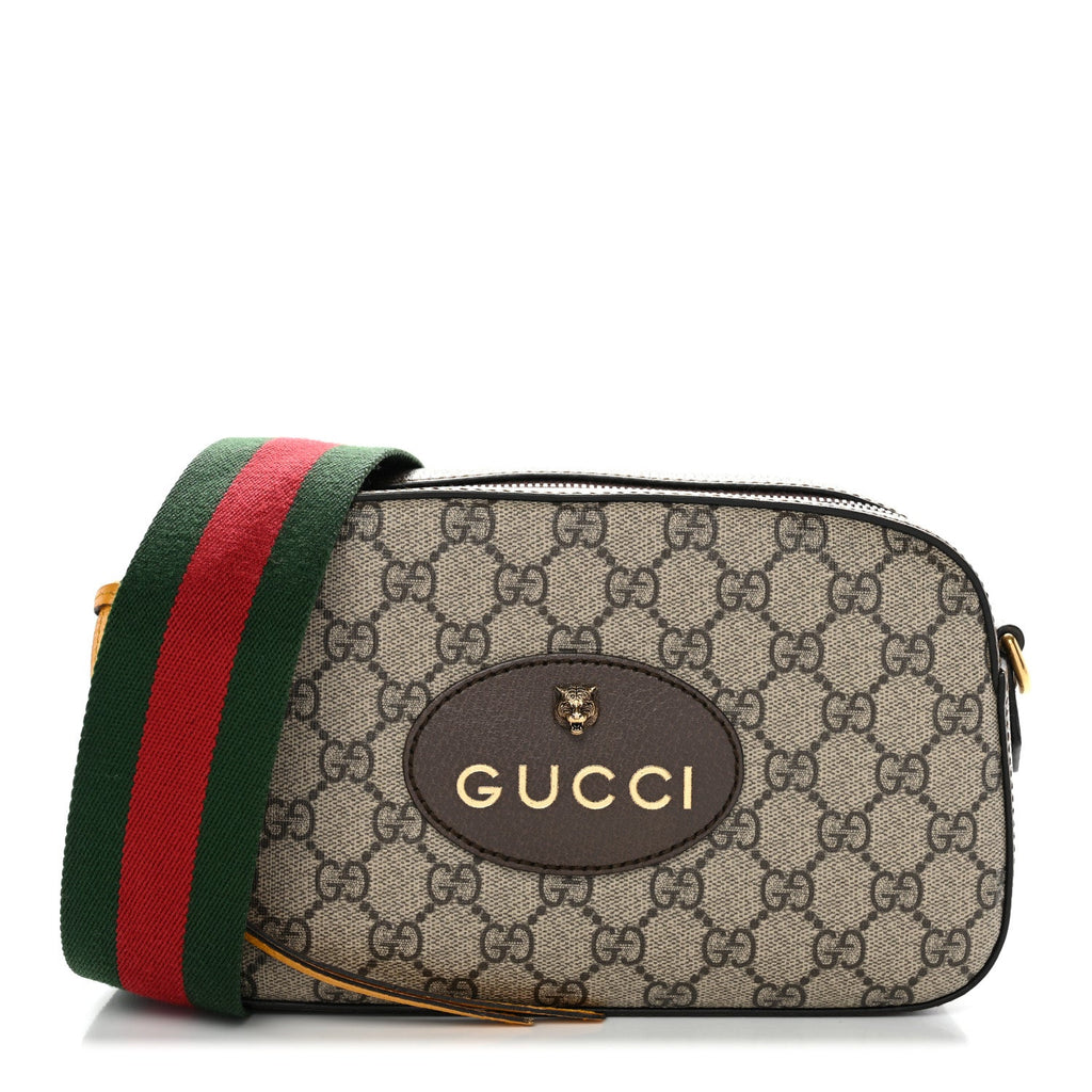 Gucci GG Supreme Monogram Web Neo Vintage Shoulder Bag Beige New Acero Crop