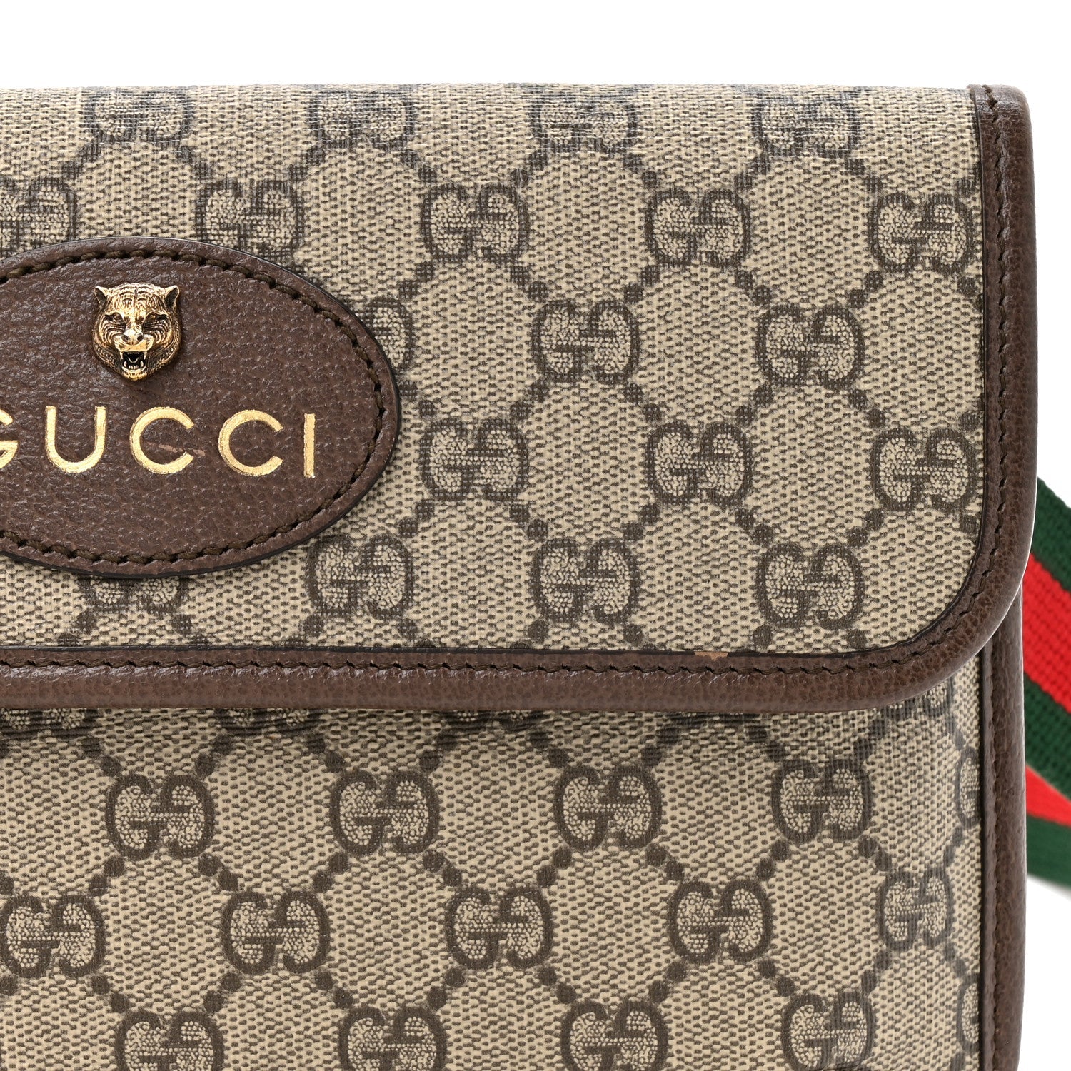 Gucci GG Supreme Monogram Neo Vintage Web Belt Bag Brown