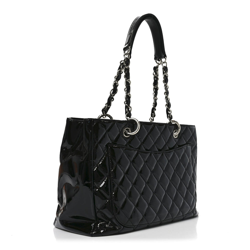 Chanel Patent Quilted Grand Shopping Tote GST Black
