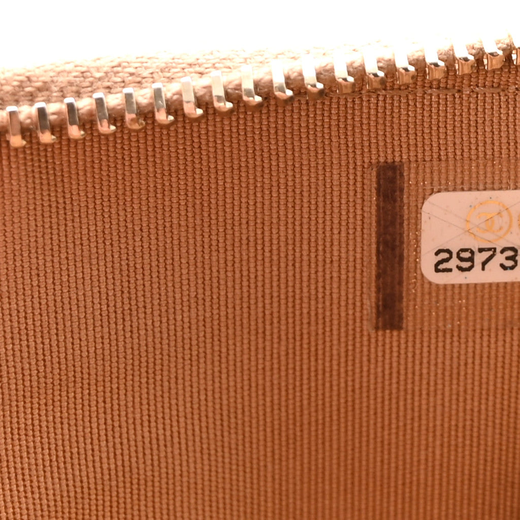 Lambskin Quilted Classic Zip Boy Pouch Beige