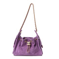 Chanel Suede Quilted Mini Chanel 25 Handbag Purple