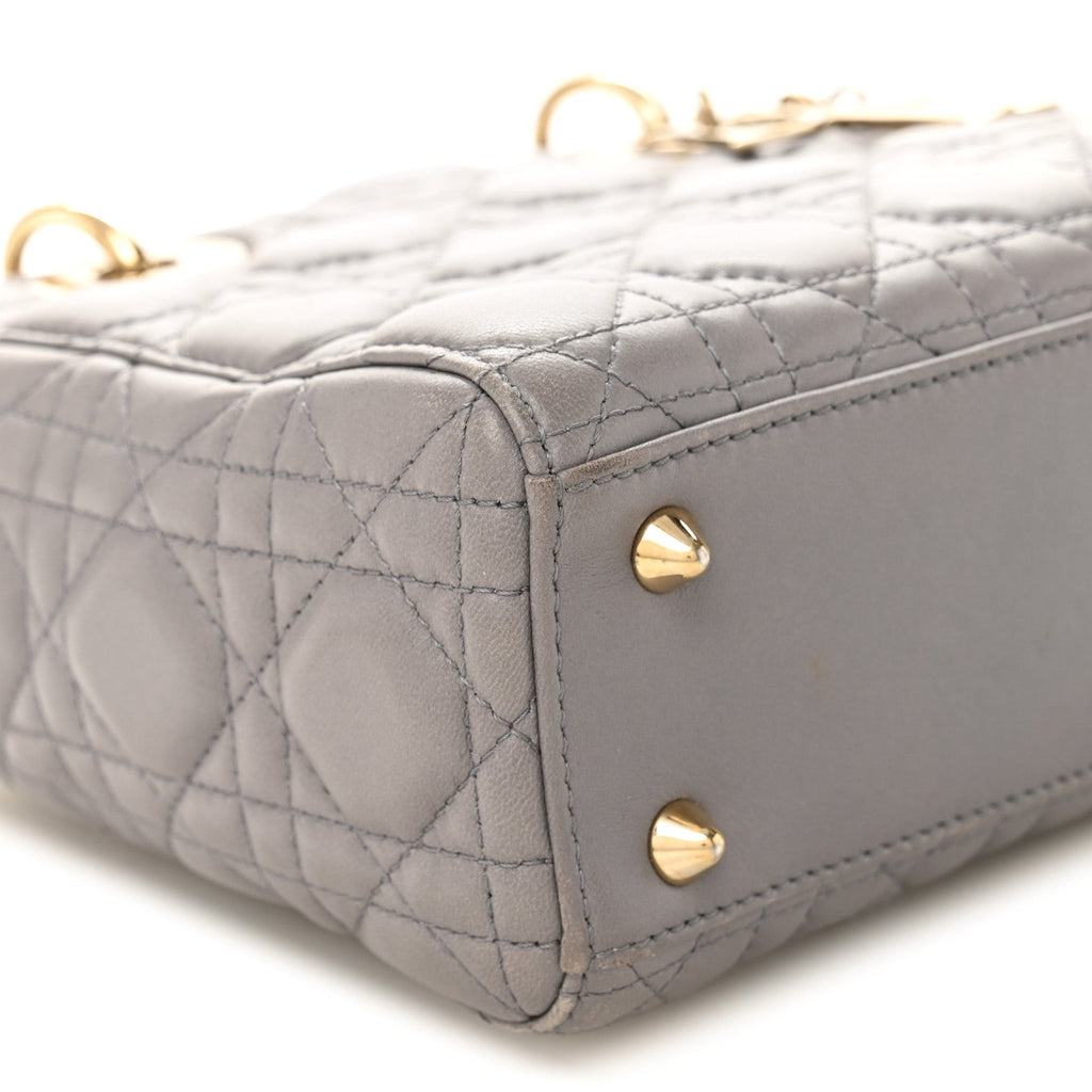 Christian Dior Lambskin Cannage Small Lucky Badges My Lady Dior Grey