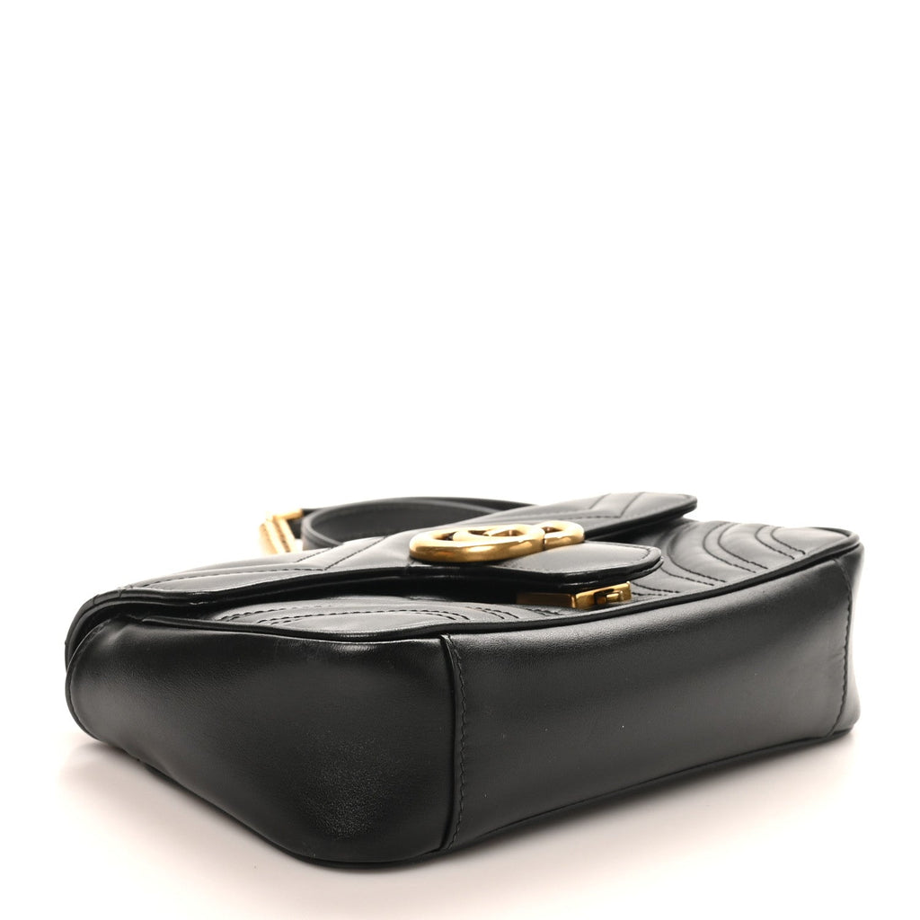 Gucci Calfskin Matelasse Mini GG Marmont Shoulder Bag Black