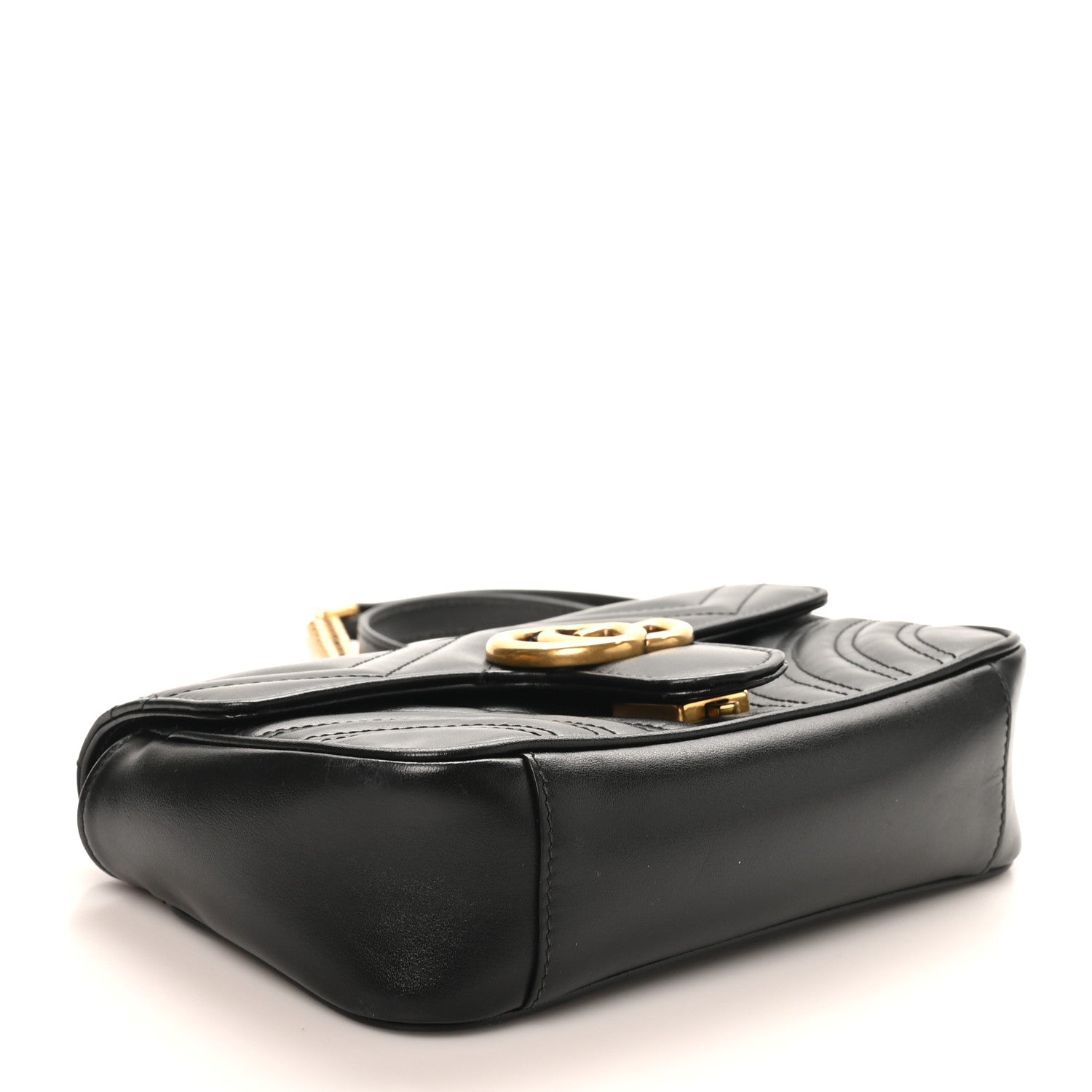 Gucci Calfskin Matelasse Mini GG Marmont Shoulder Bag Black