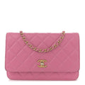 Chanel Lambskin Quilted CC Pearl Crush Wallet on Chain WOC Pink