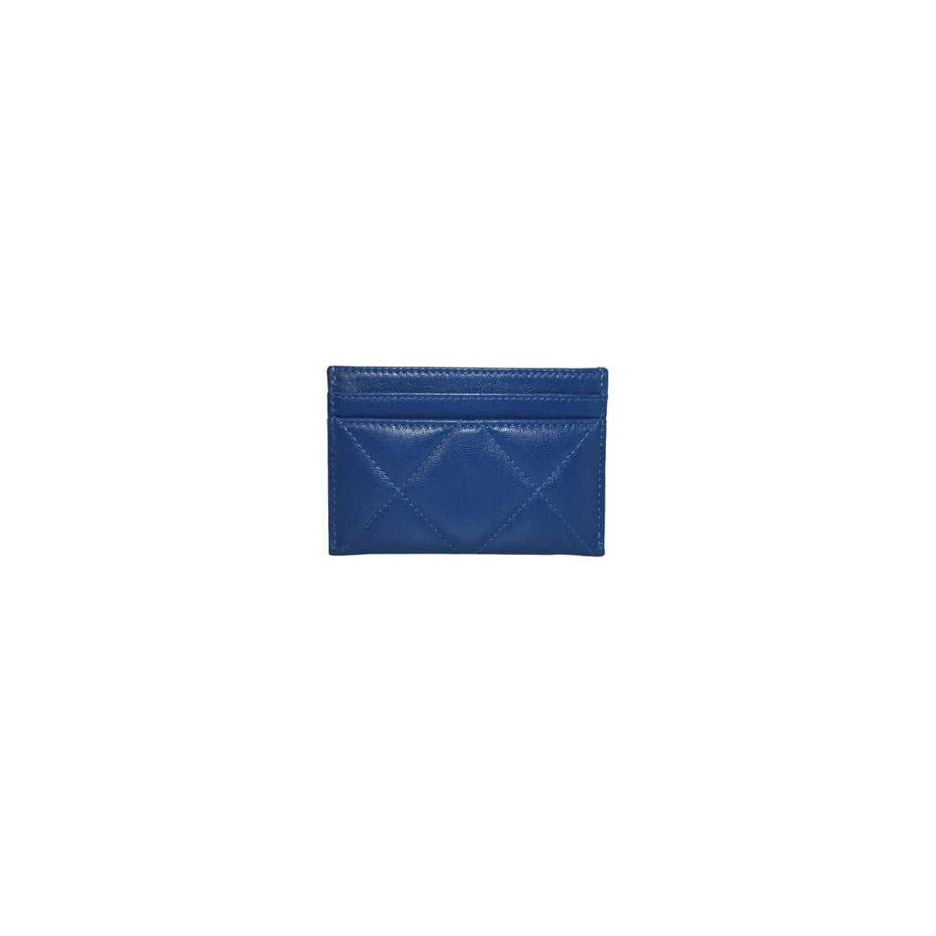 Chanel bags 19 Quilted Goatskin Card Holder Dark Blue