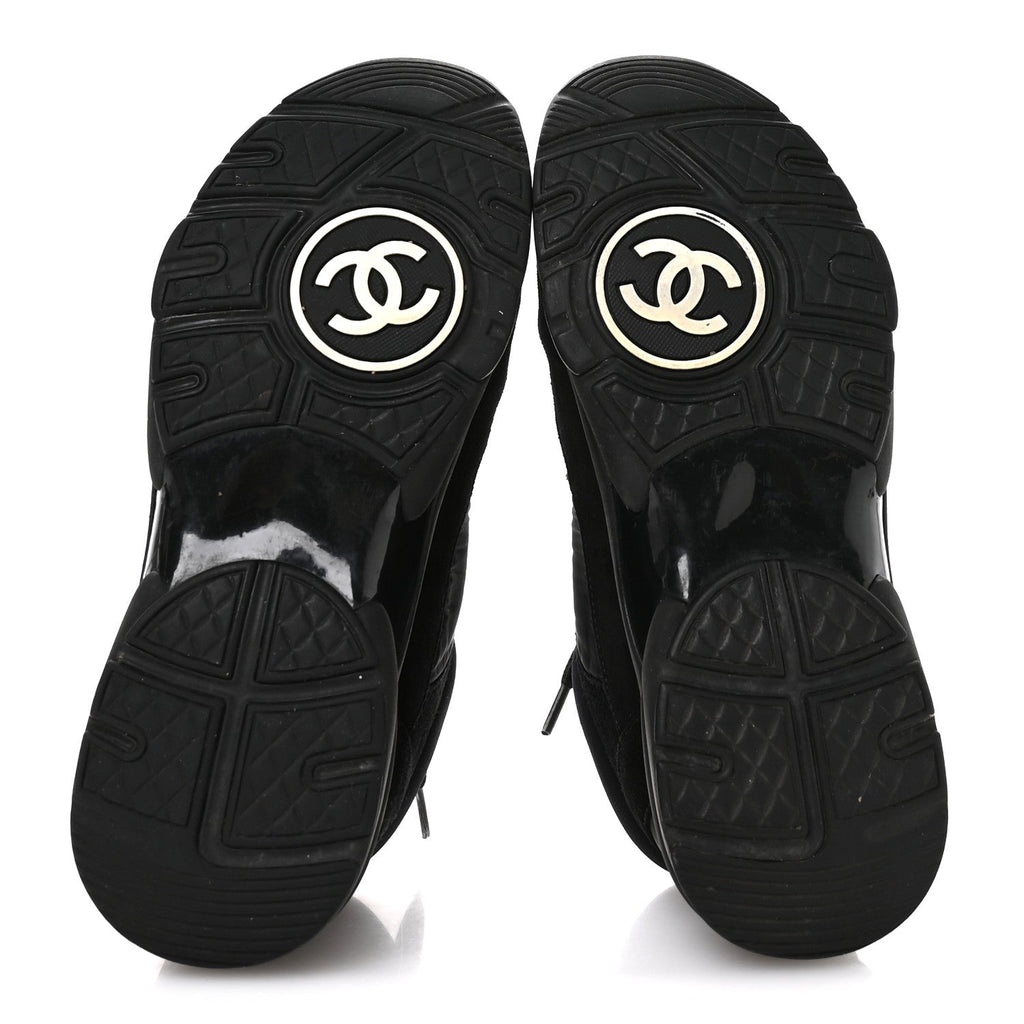 Fabric Calfskin Suede CC Sneakers 35.5 Black
