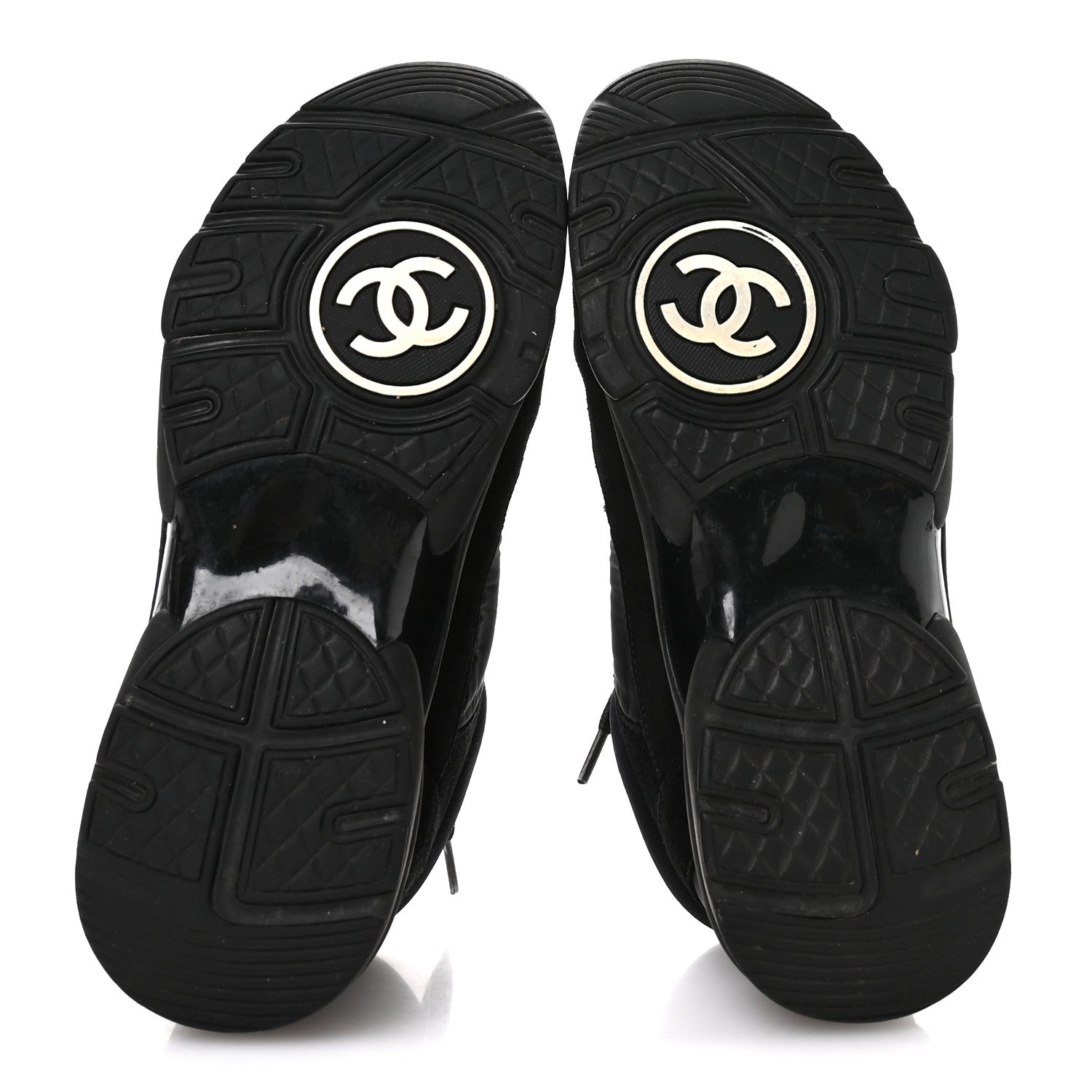 Fabric Calfskin Suede CC Sneakers 35.5 Black