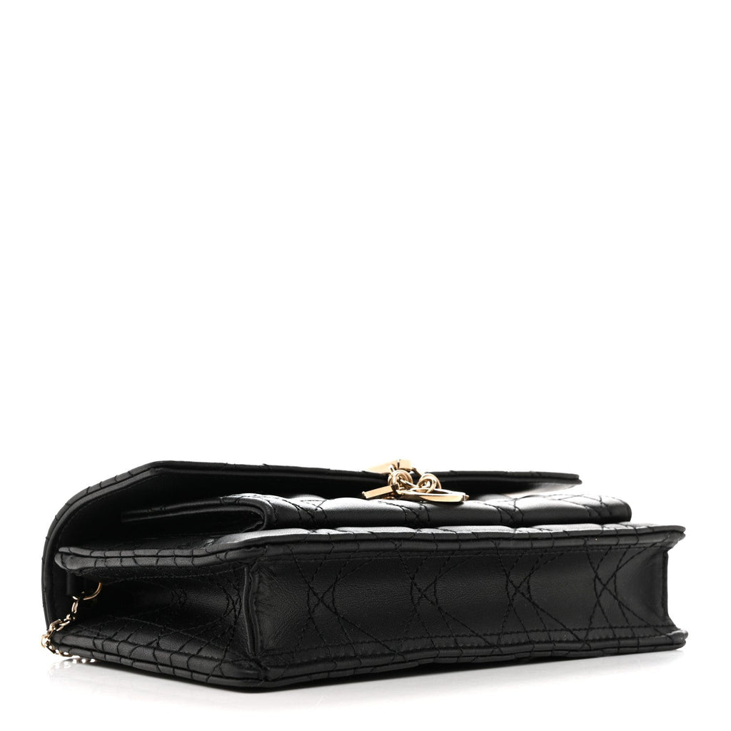 Christian Dior Lambskin Cannage Chain My Dior Daily Chain Pouch Black