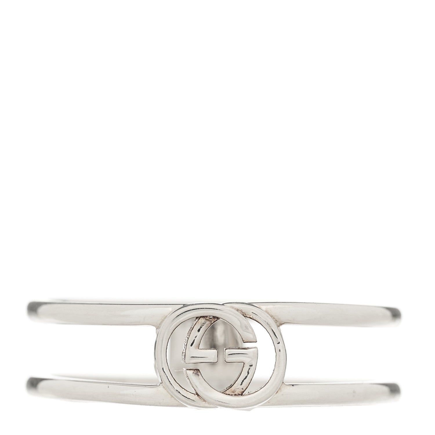 Gucci Sterling Silver 6mm Interlocking G Open Band Ring 60 9.25