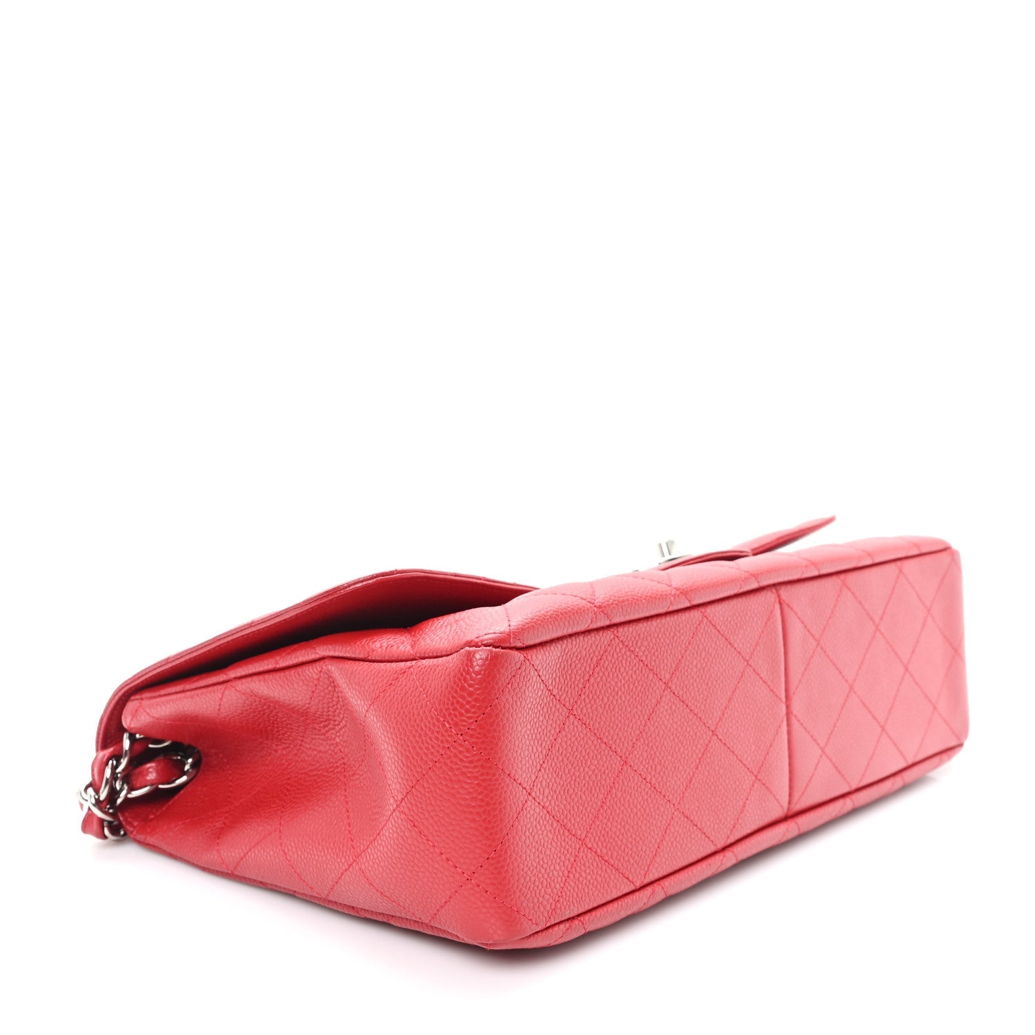Chanel Caviar Quilted Jumbo Single Flap Red
